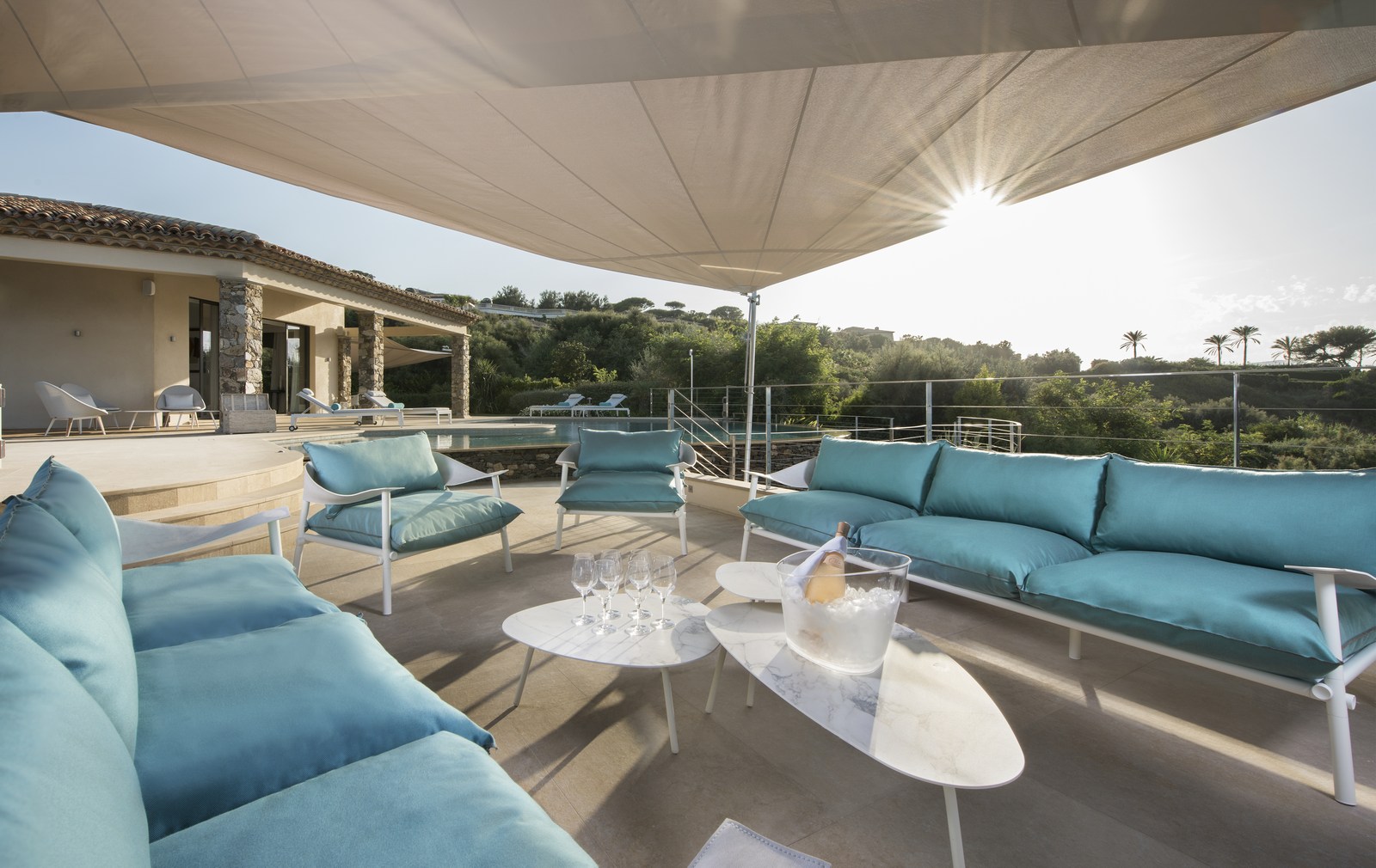 Outdoor lounge of Villa des Voiles, Cote d'Azur