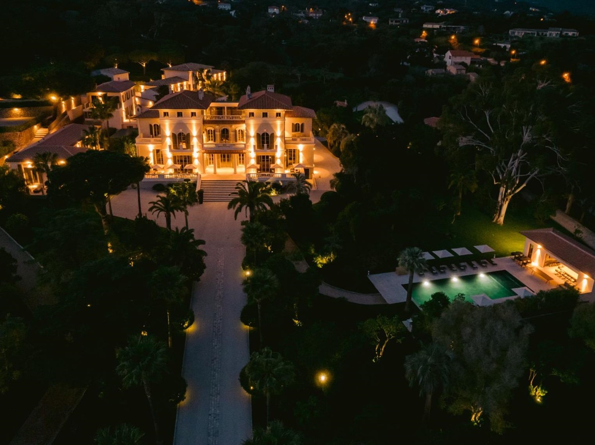 Evening Exterior of Villa Letitia in the Cote d'Azur