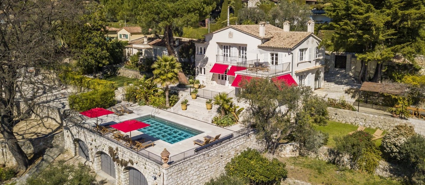 Aerial shot of Villa Malvan, luxury villa in the Cote d'Azur, France