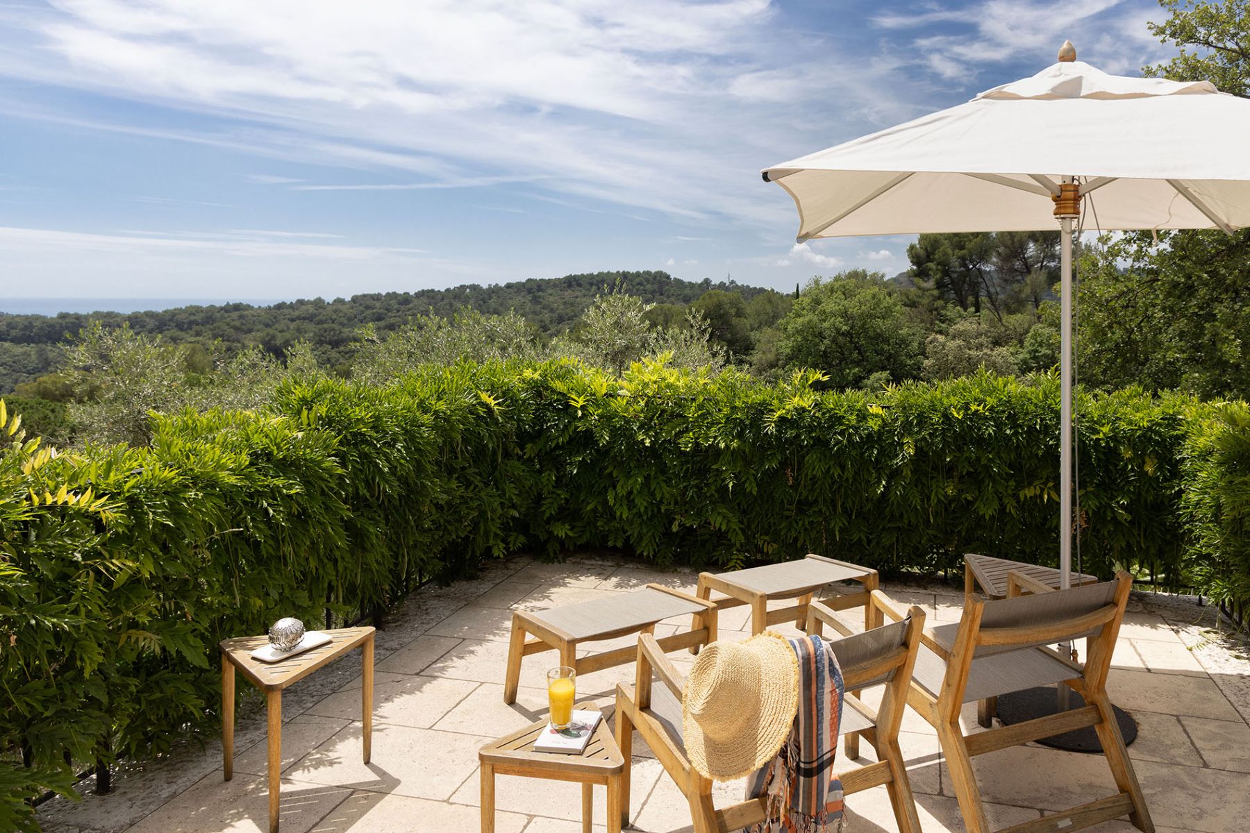Outdoor seating at Villa Malvan in Cote d'Azur, France