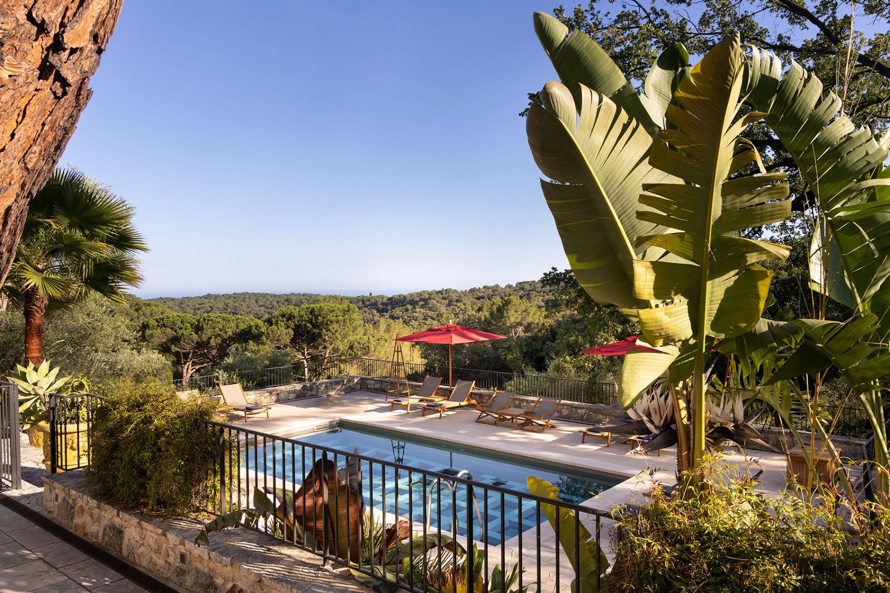 View over the pool at Villa Malvan in Cote d'Azur, France