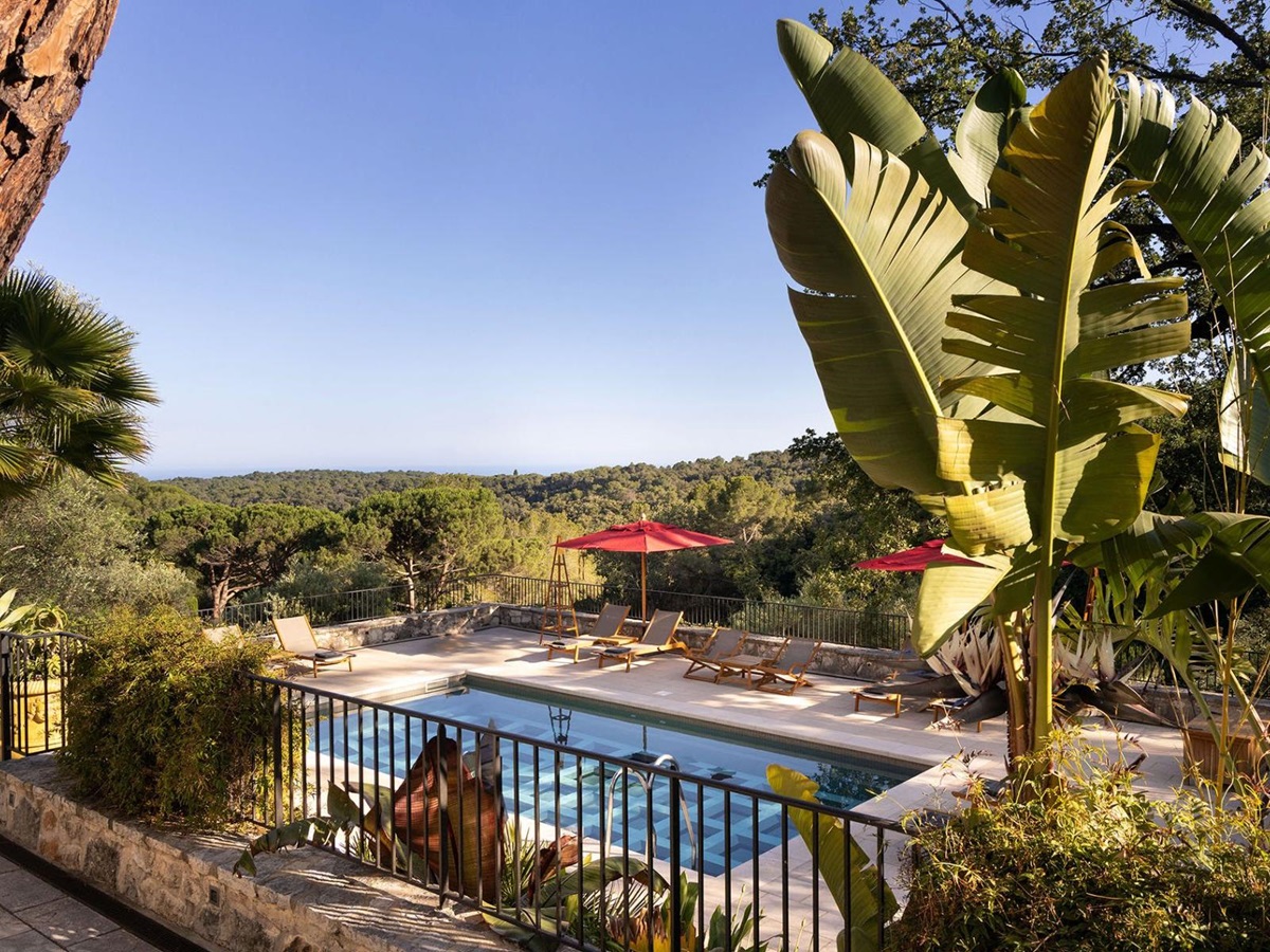 View over the pool at Villa Malvan in Cote d'Azur, France