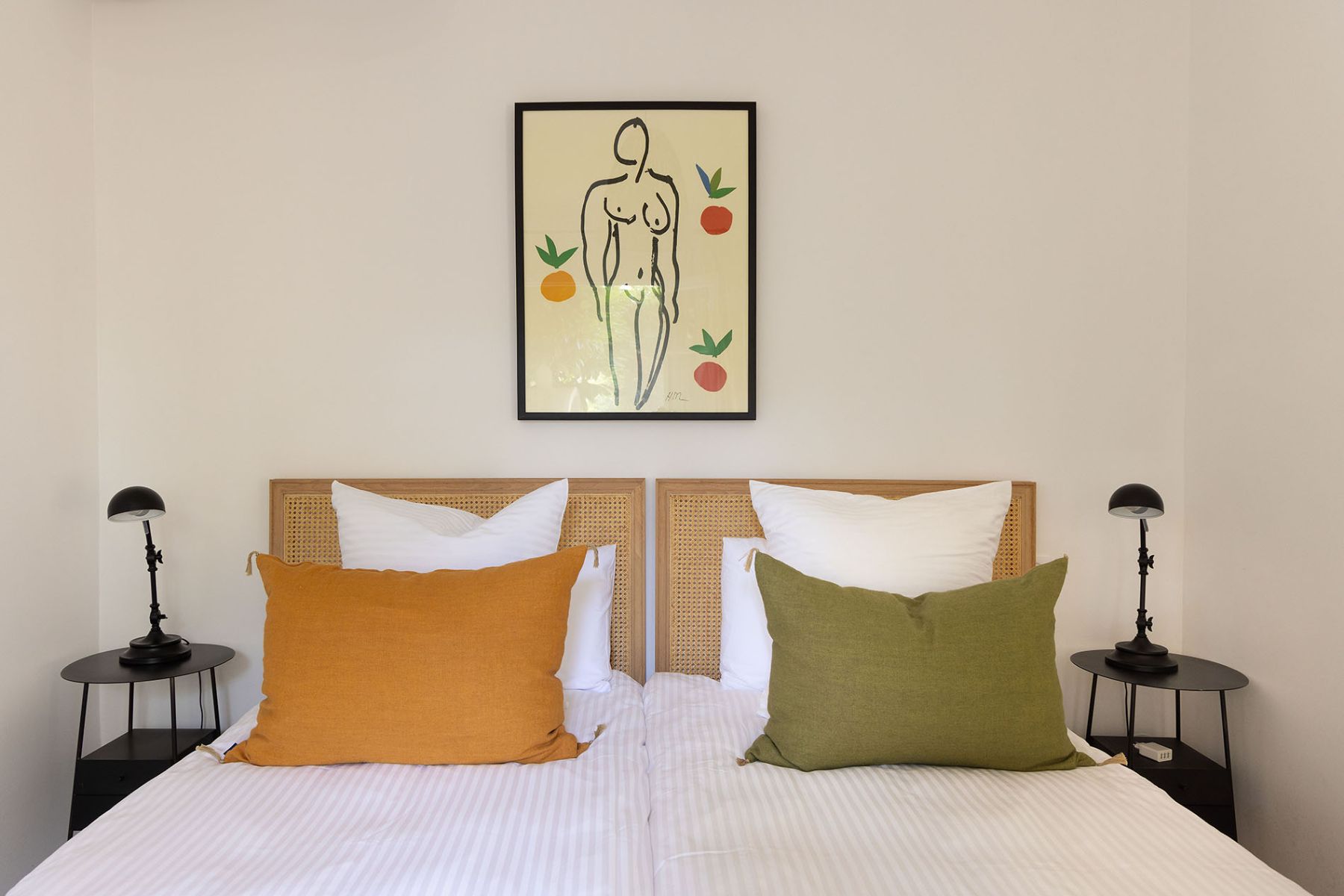 Twin bedroom at Villa Malvan in Cote d'Azur, France