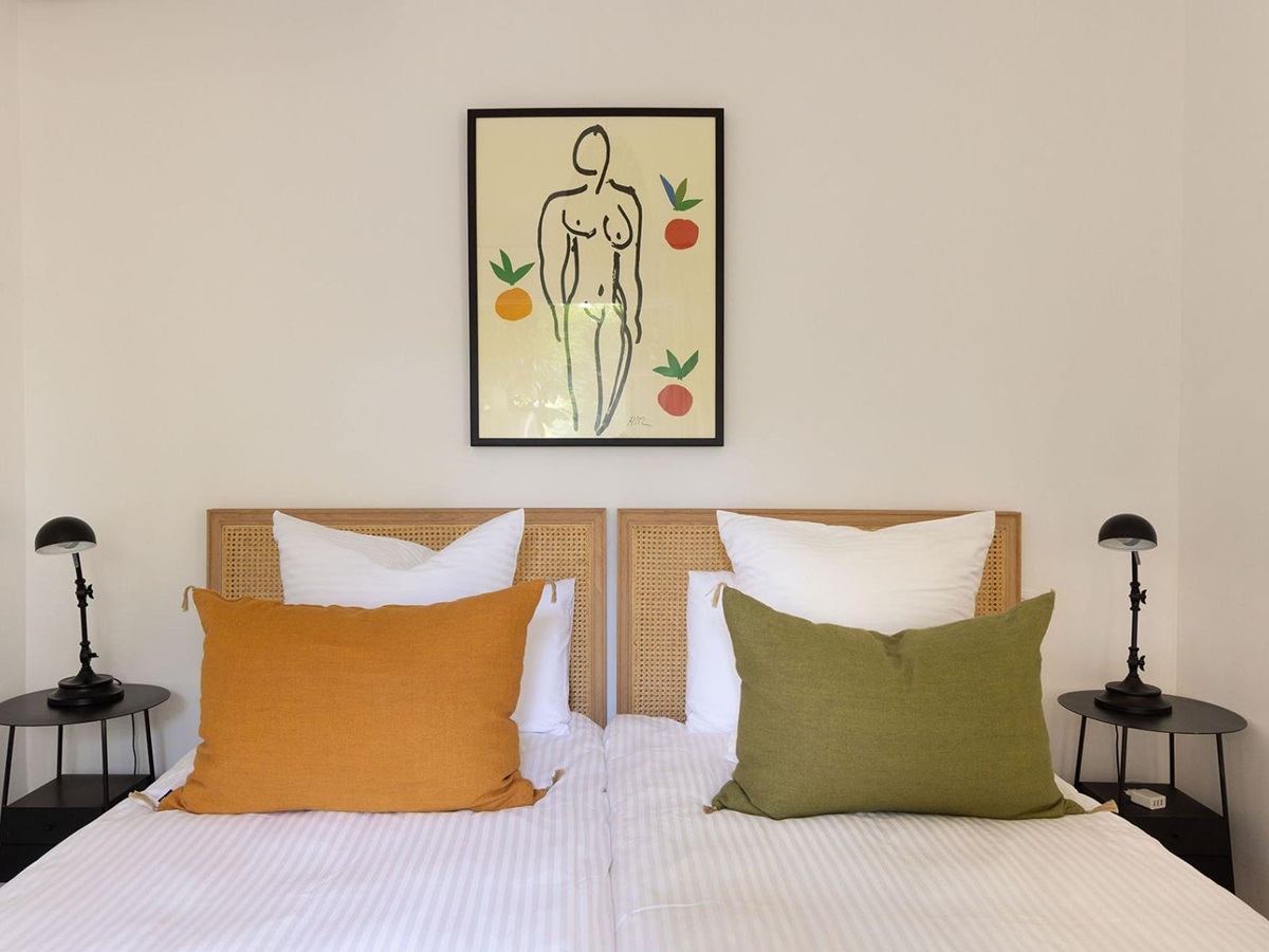 Twin bedroom at Villa Malvan in Cote d'Azur, France