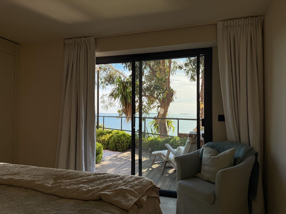 View from bedroom with a double bed at Villa Mathilde in Cote d'Azur