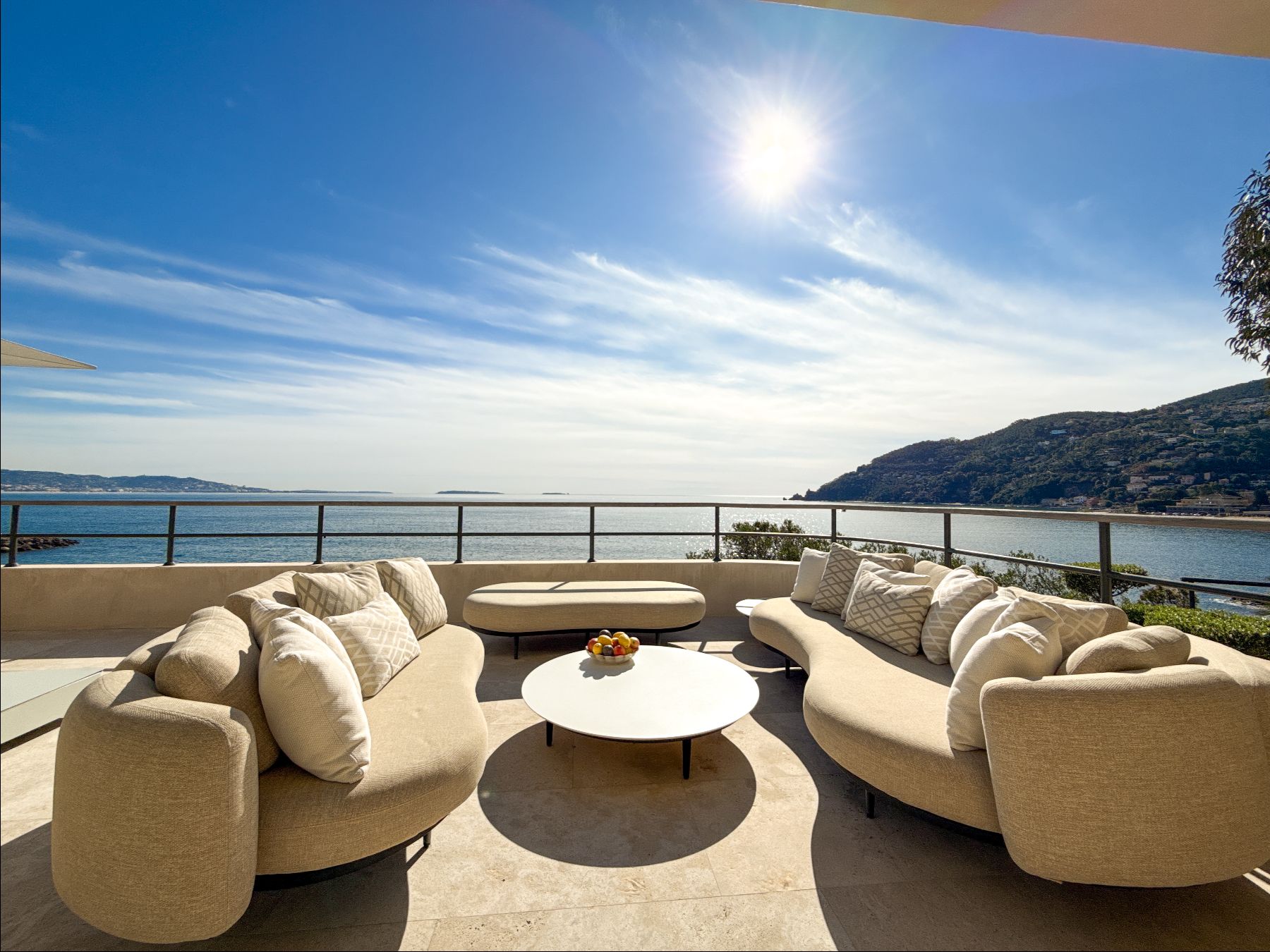 Outdoor seating area over looking the sea at Villa Mathilde in Cote d'Azur