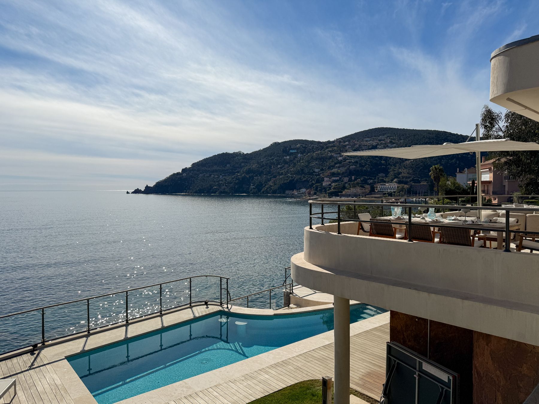 View of the sea over the pool at Villa Mathilde in Cote d'Azur
