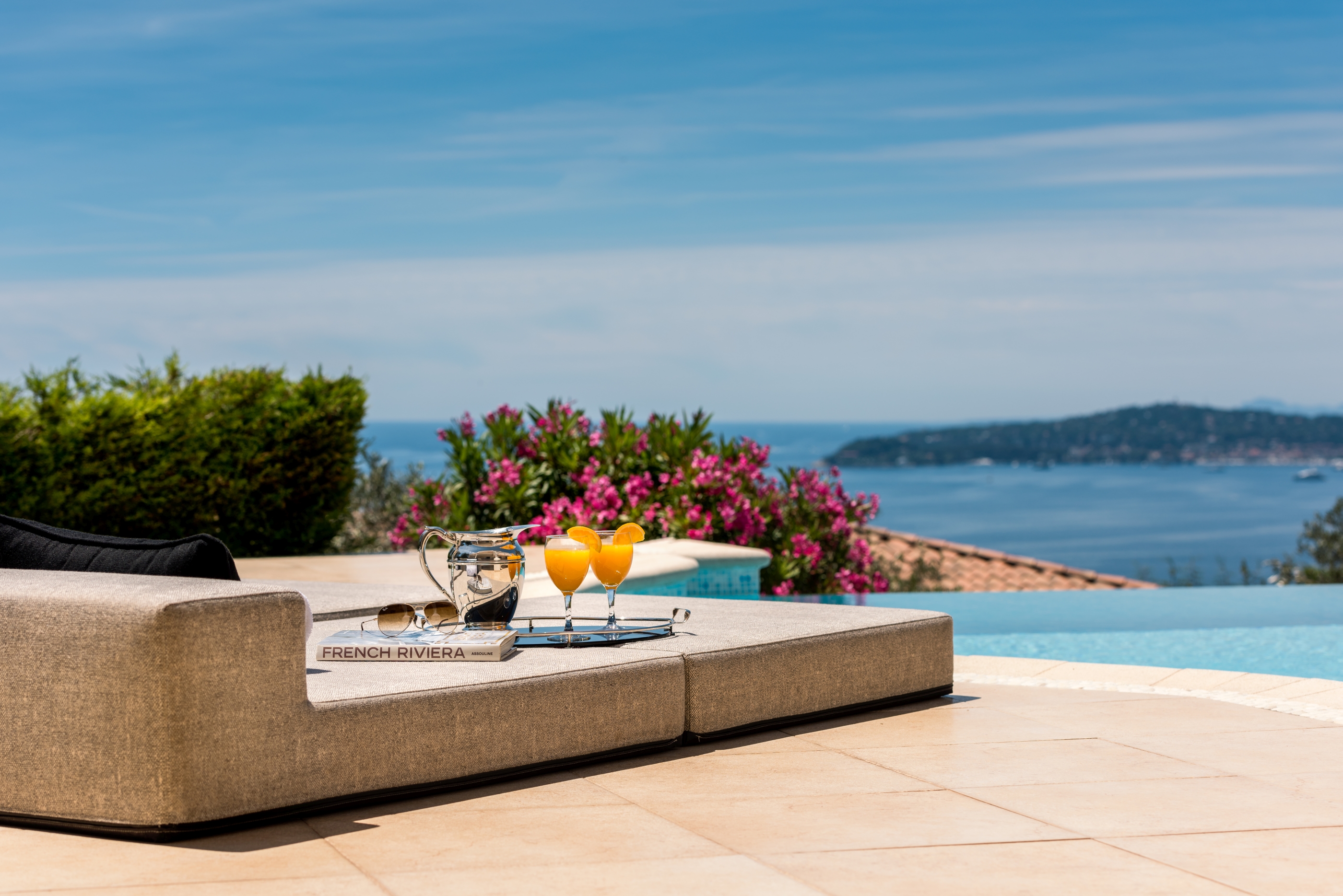 Terrace with view from Villa Mont Charles, Cote dAzur