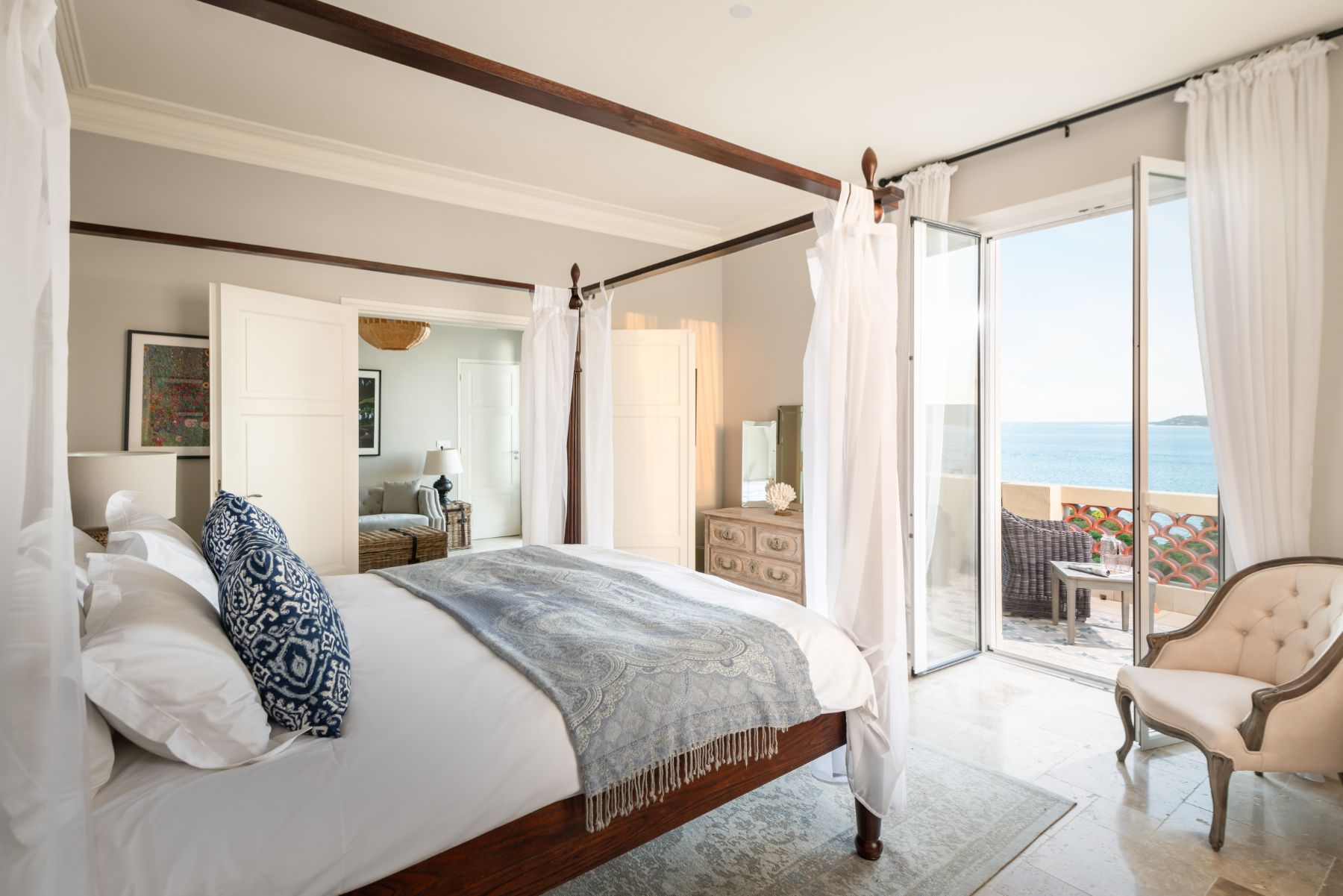 Bedroom One at Villa Napoleon in Sainte Maxime, Cote d'Azur
