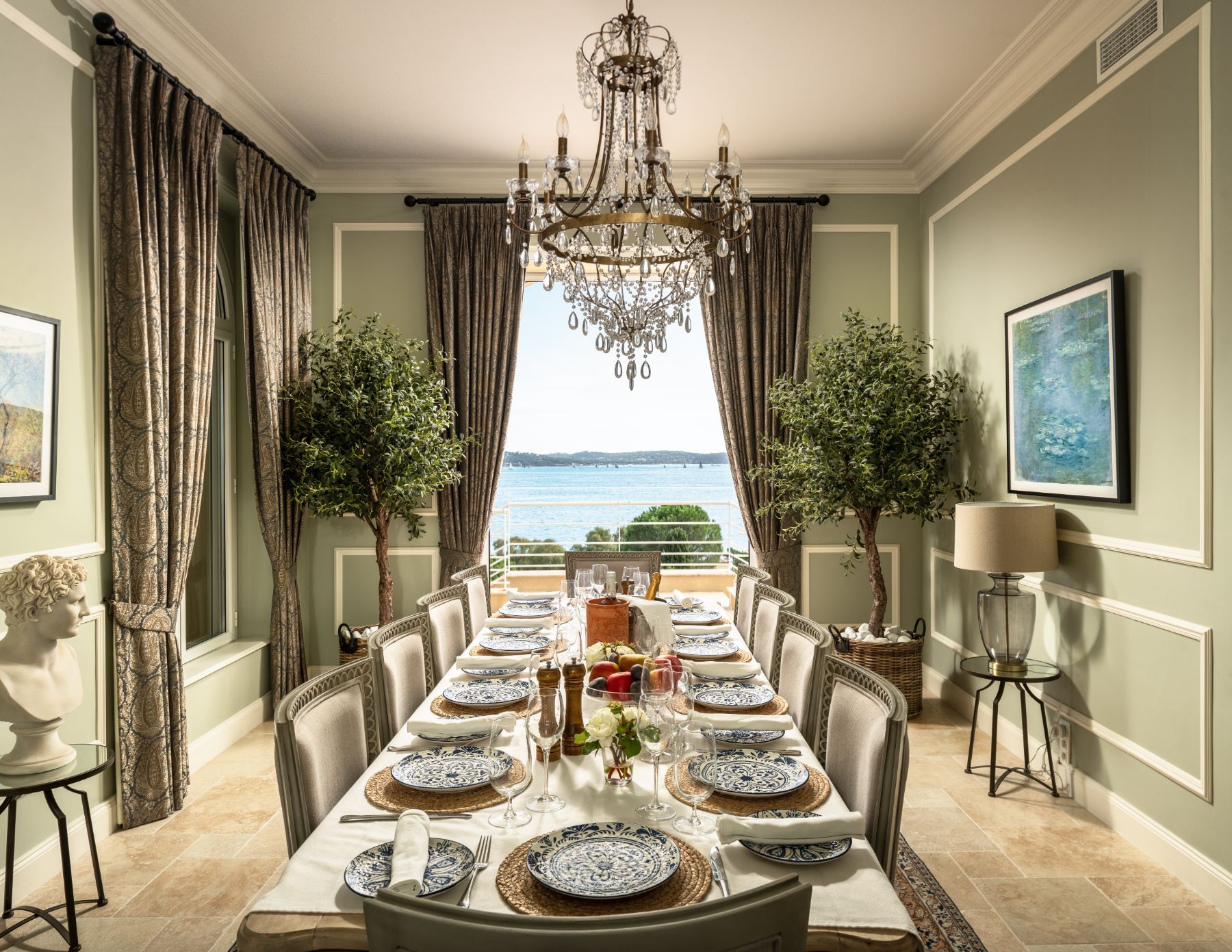 Dining Room at Villa Napoleon in Sainte Maxime, Cote d'Azur