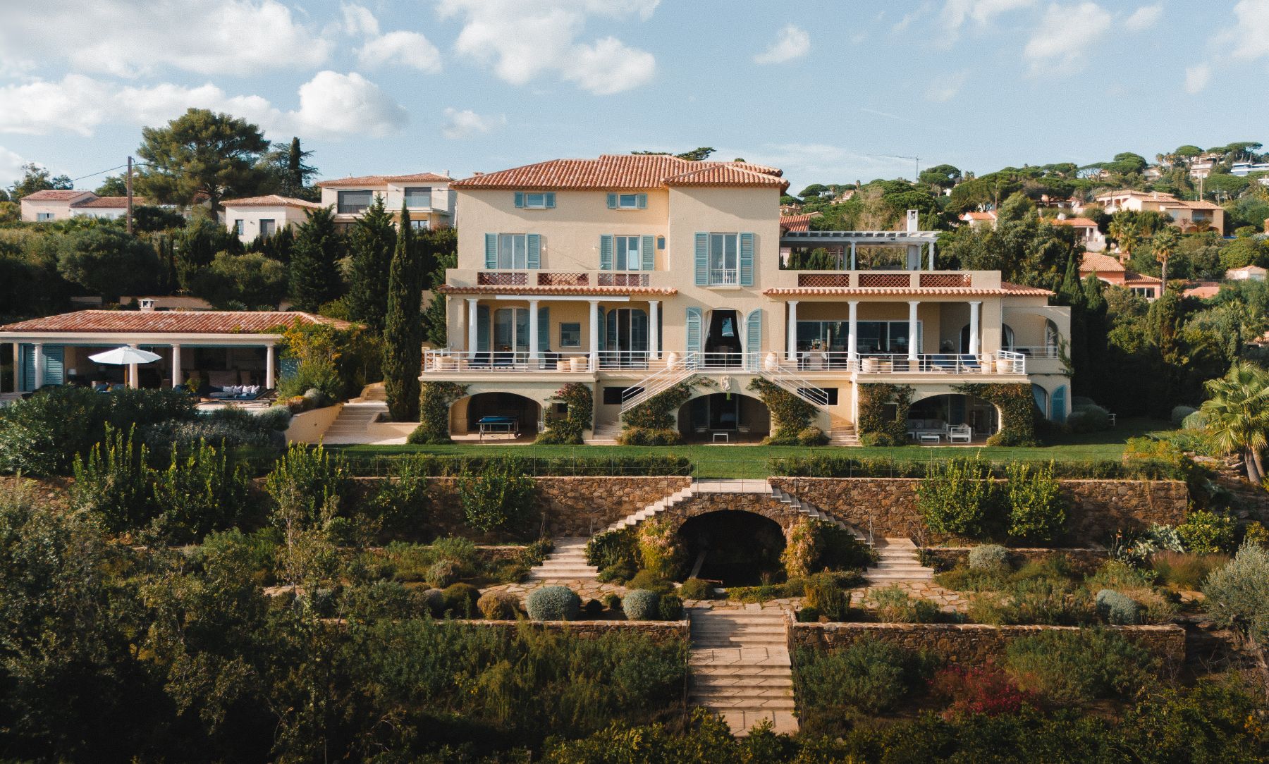 Front Exterior of Villa Napoleon in Sainte Maxime, Cote d'Azur