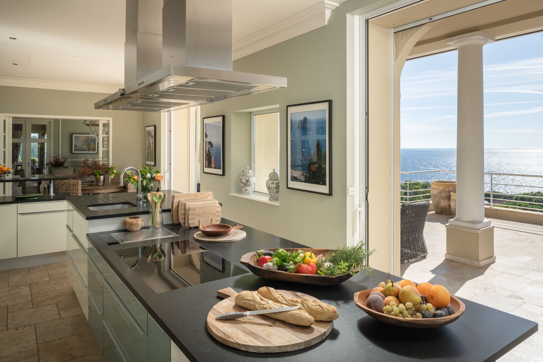 Kitchen at Villa Napoleon in Sainte Maxime, Cote d'Azur