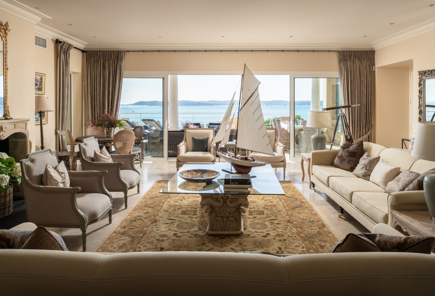 Living Room at Villa Napoleon in Sainte Maxime, Cote d'Azur
