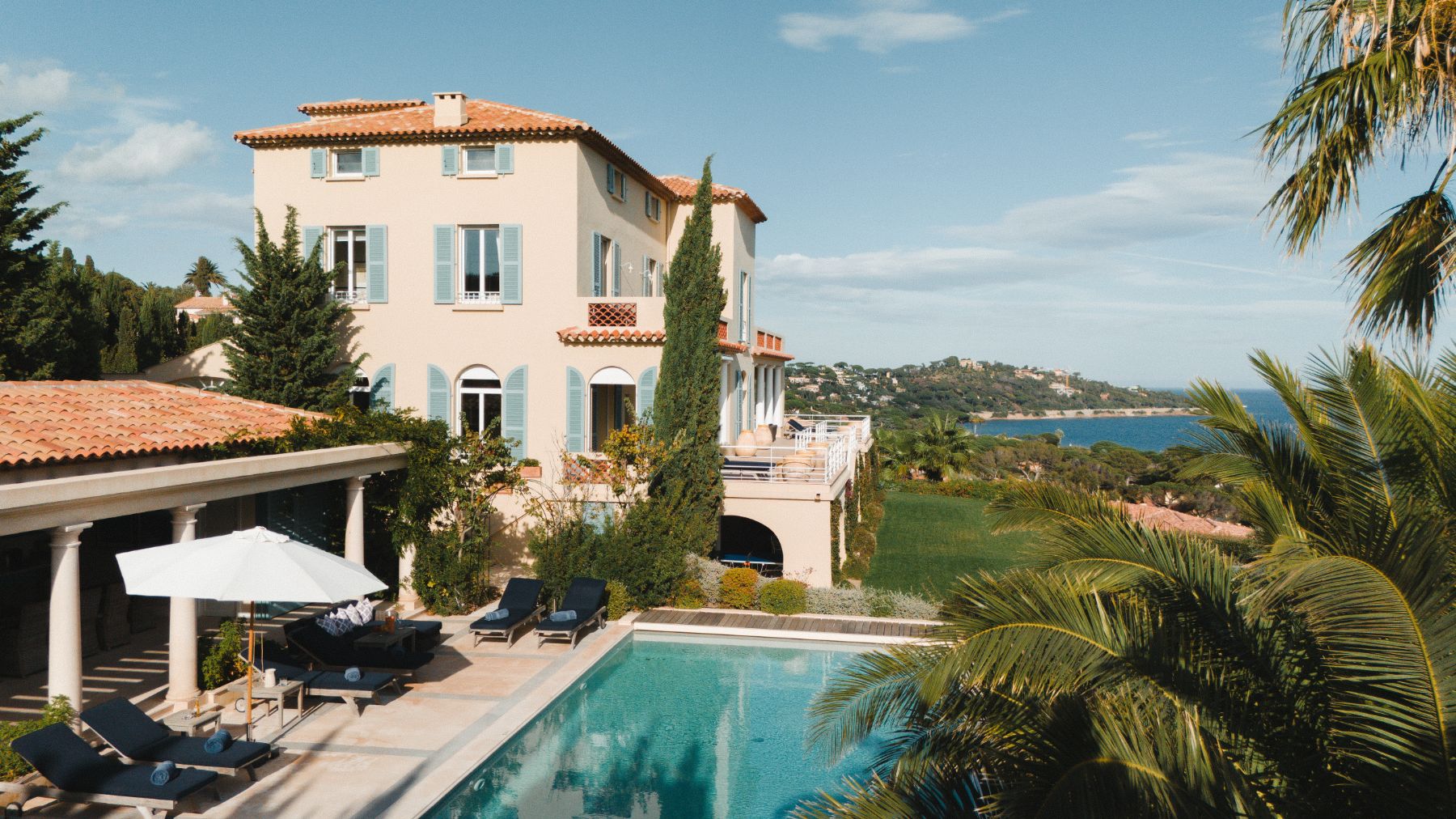 Pool View at Villa Napoleon in Sainte Maxime, Cote d'Azur