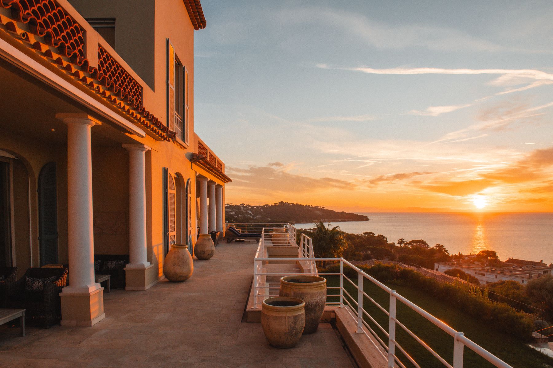 Sunset at Villa Napoleon in Sainte Maxime, Cote d'Azur