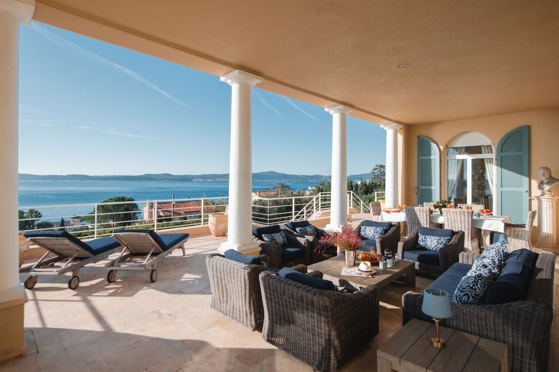 Terrace at Villa Napoleon in Sainte Maxime, Cote d'Azur