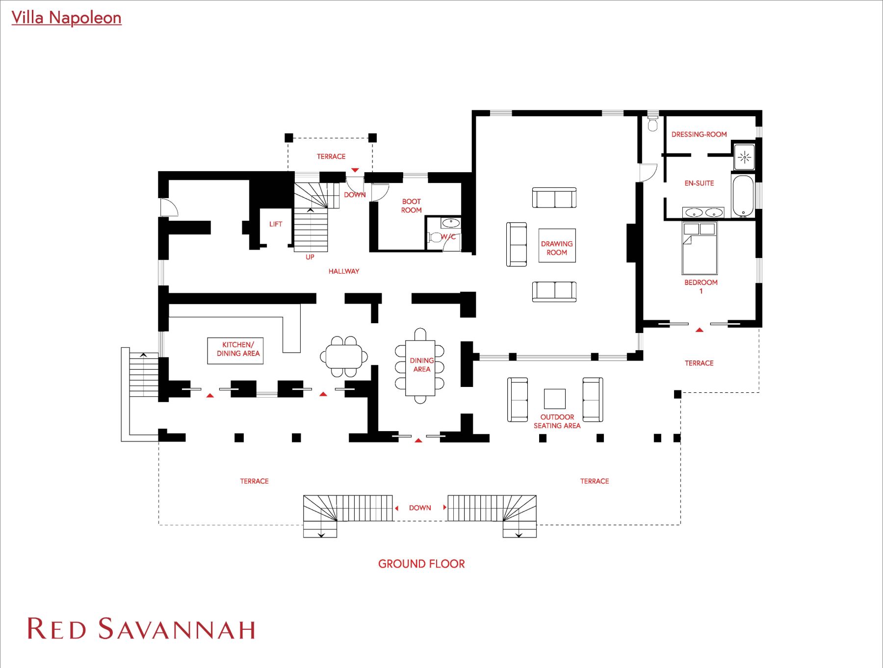 Ground floor plan of Villa Napoleon