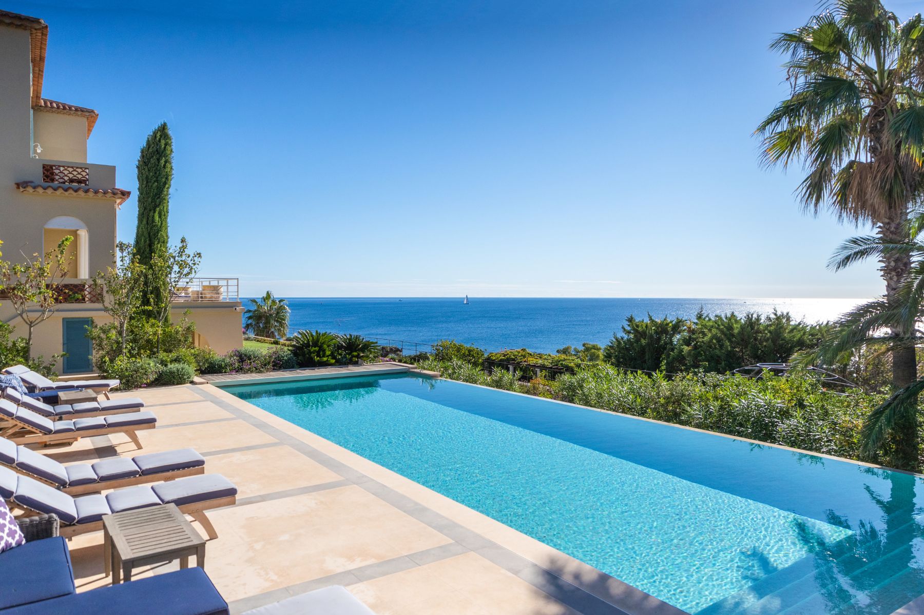 A view across the Mediterranean from the pool at Villa Napoleon in Sainte-Maxime