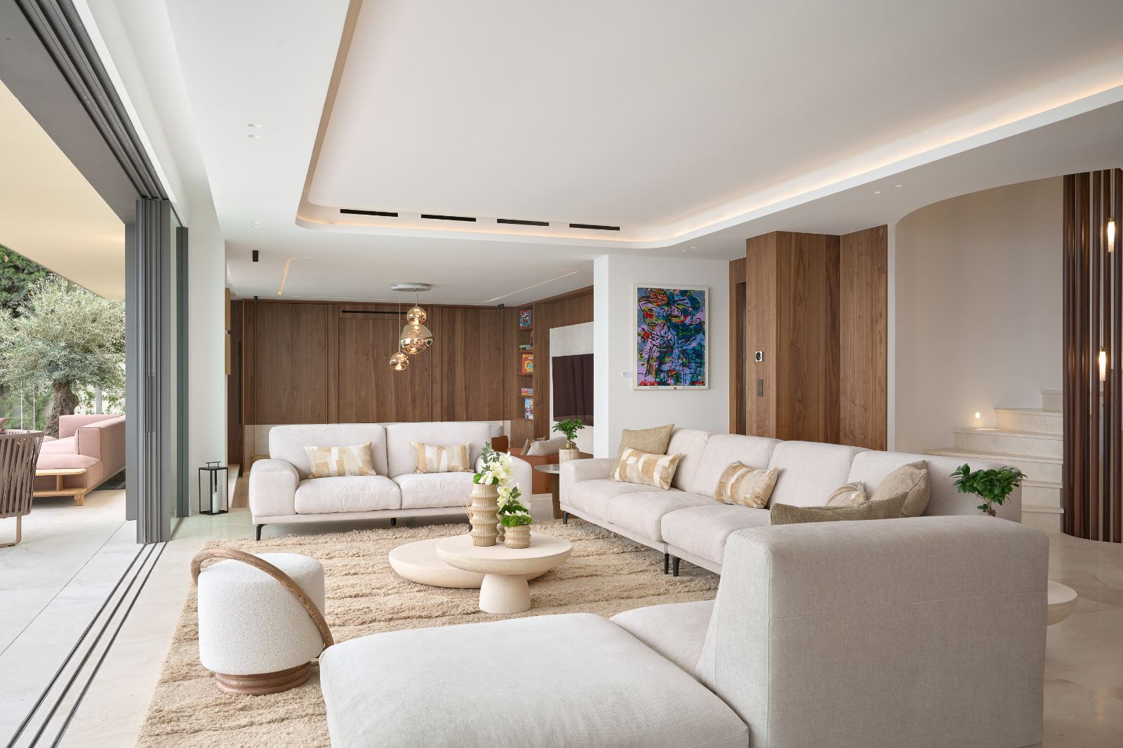 Side view of the living room at Villa Olivia on the Cote d'Azur