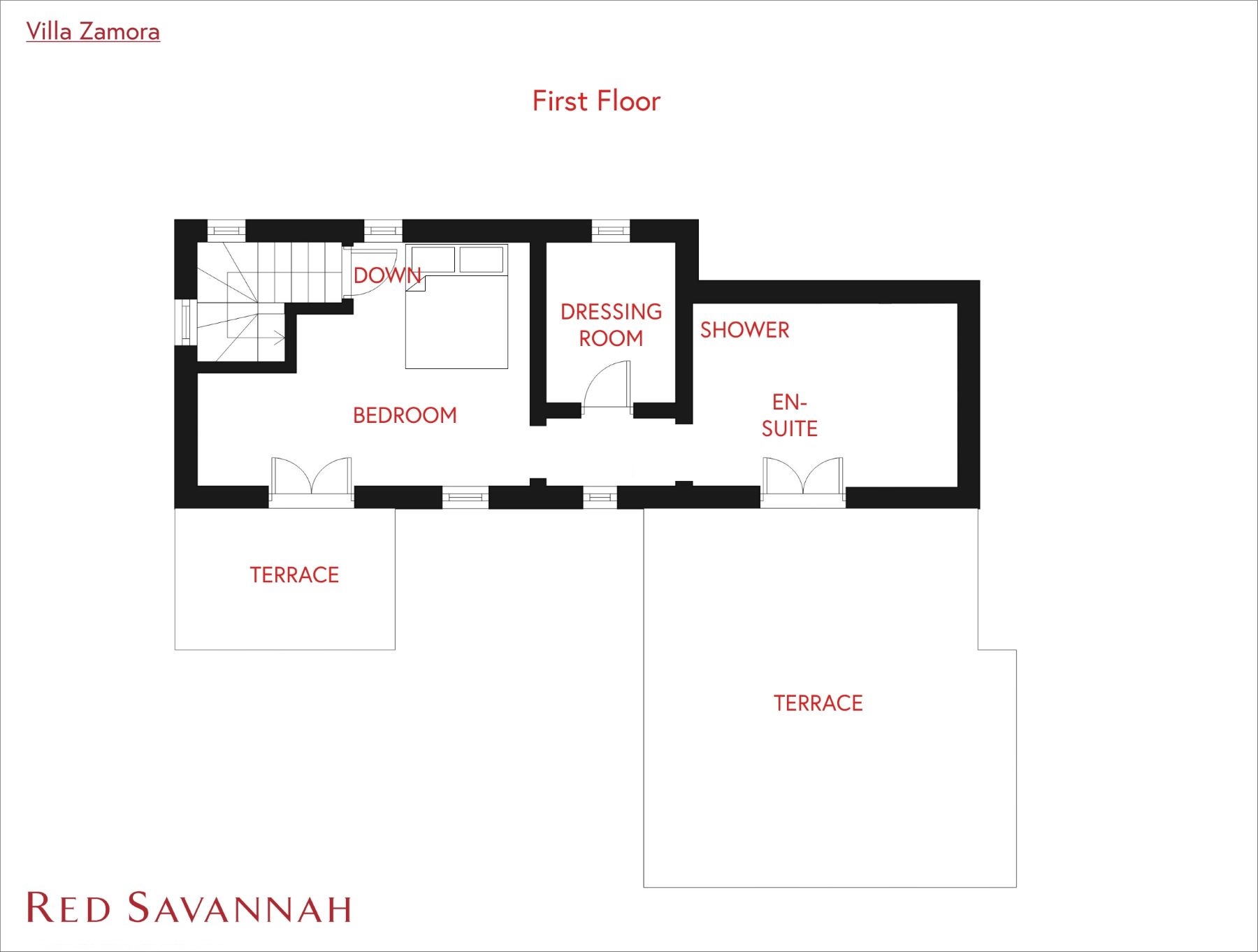 Villa Zamora first floor floorplan