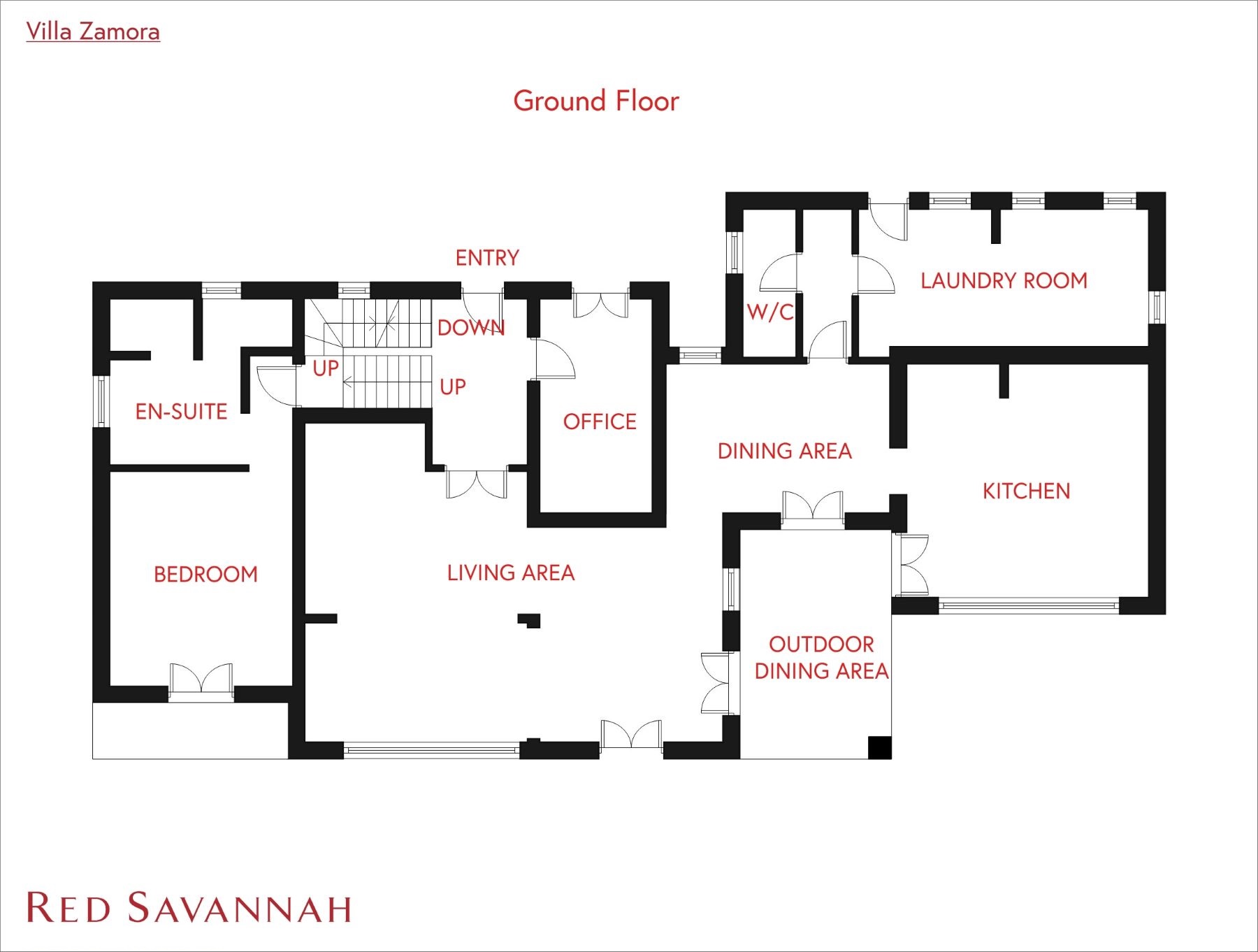 Villa Zamora ground floor floorplan