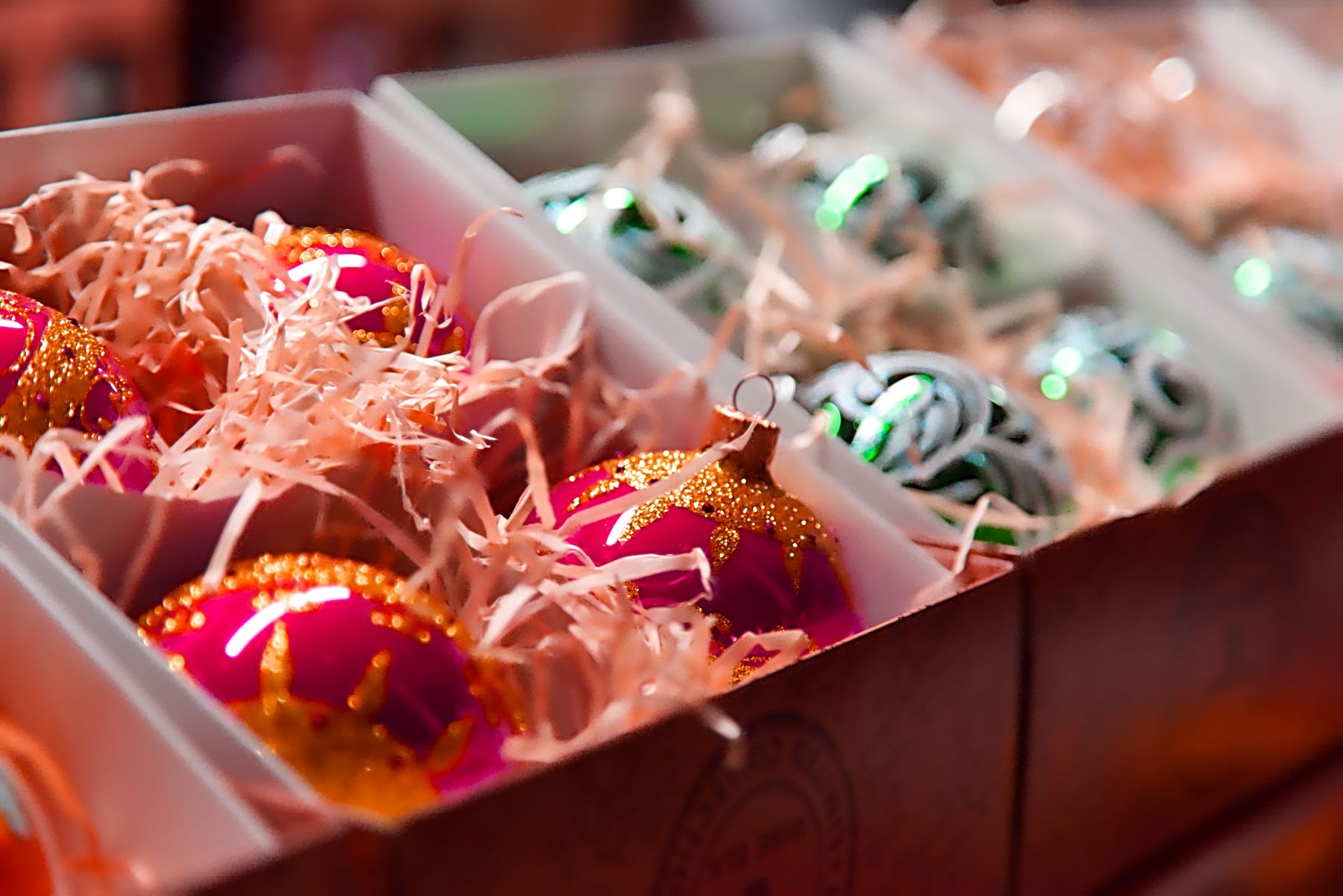 Boxed Christmas baubles