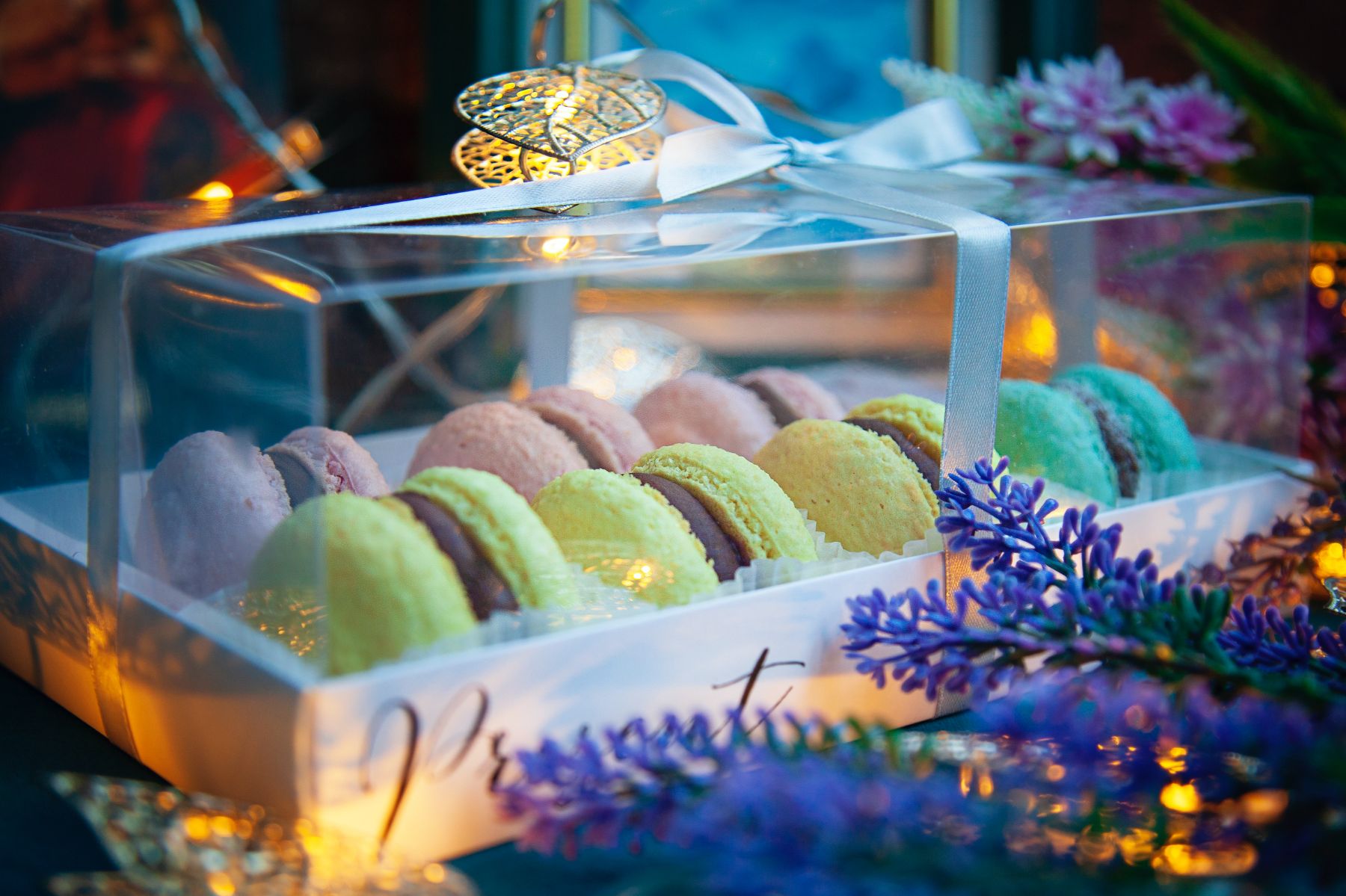 Macarons packaged as a gift