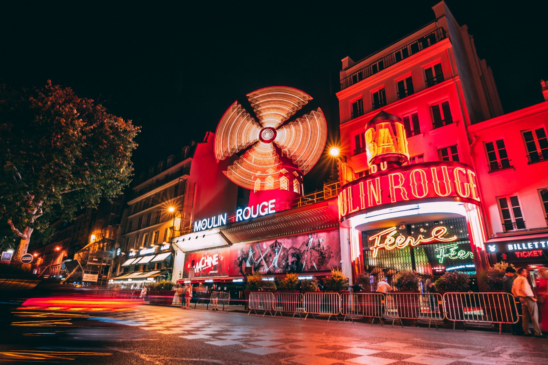 Exterior view of the Moulin Rouge show in Paris