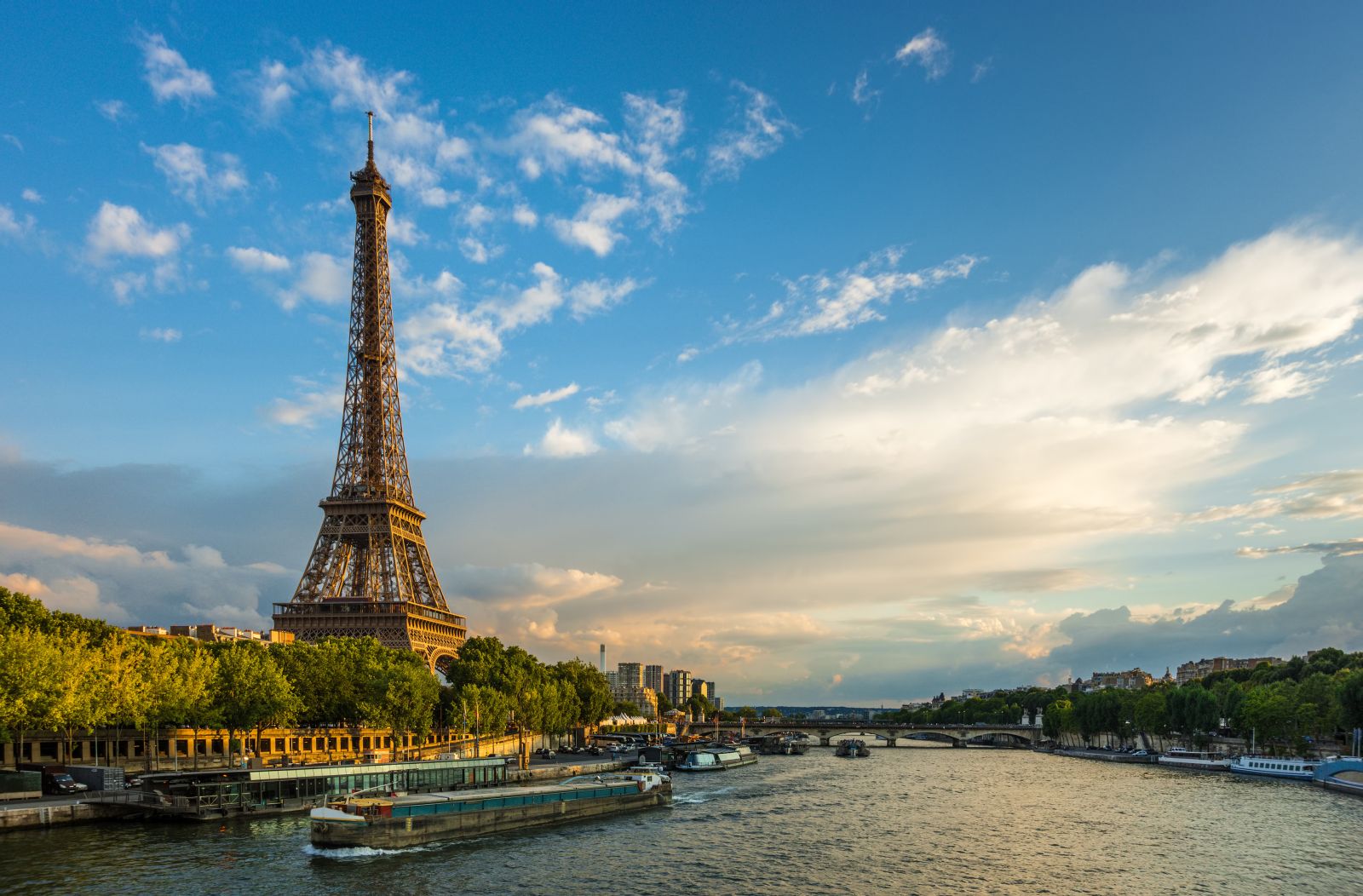 Eiffel Tower in Paris by the River Seine