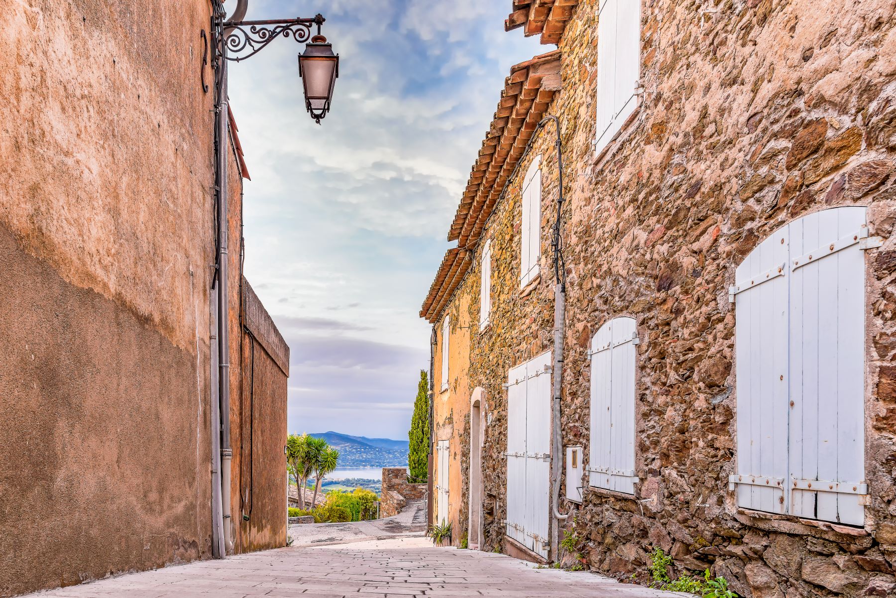 A narrow street in the historic village of Gassin on the Cote d'Azur
