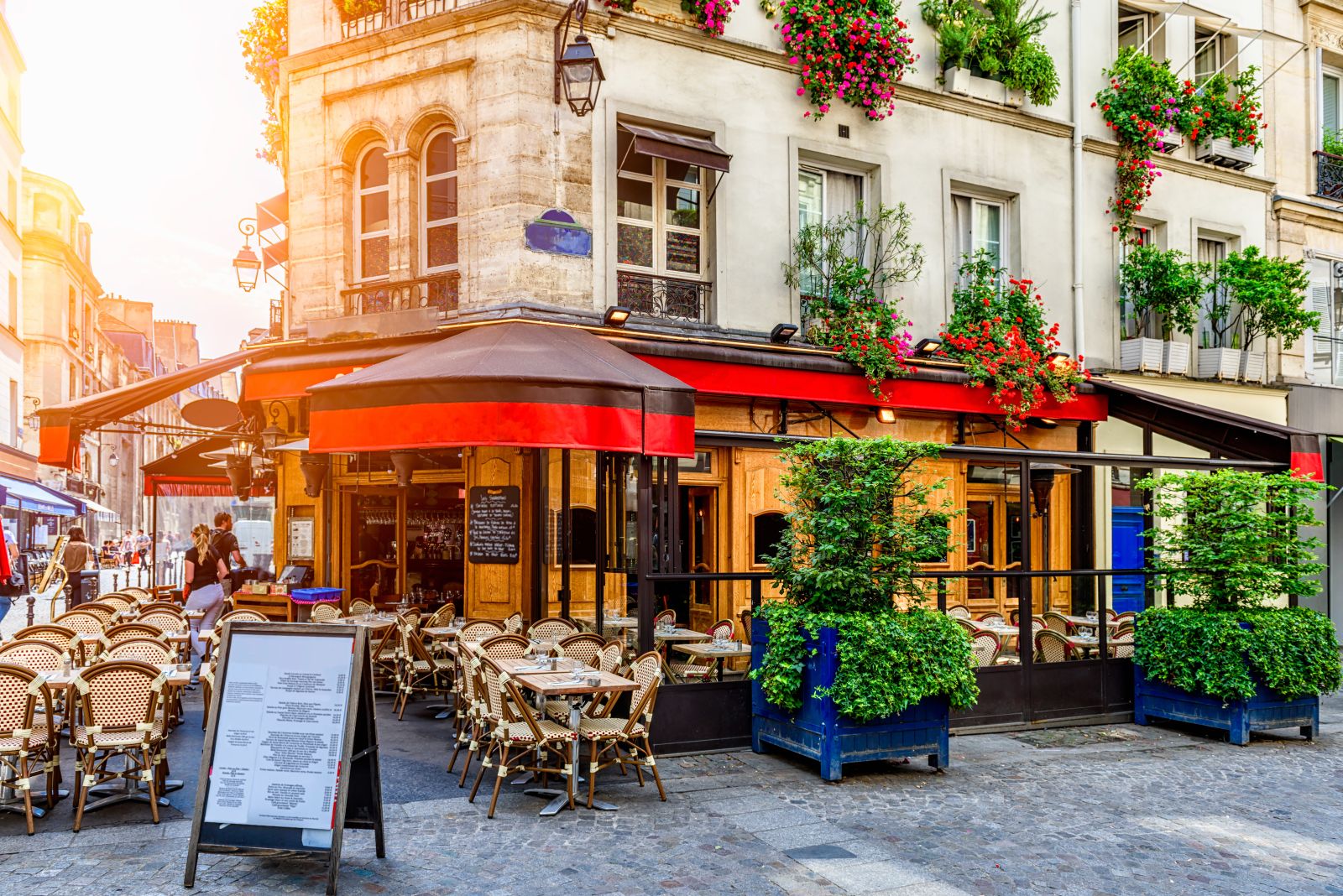 Charming restaurant on a street corner in Paris