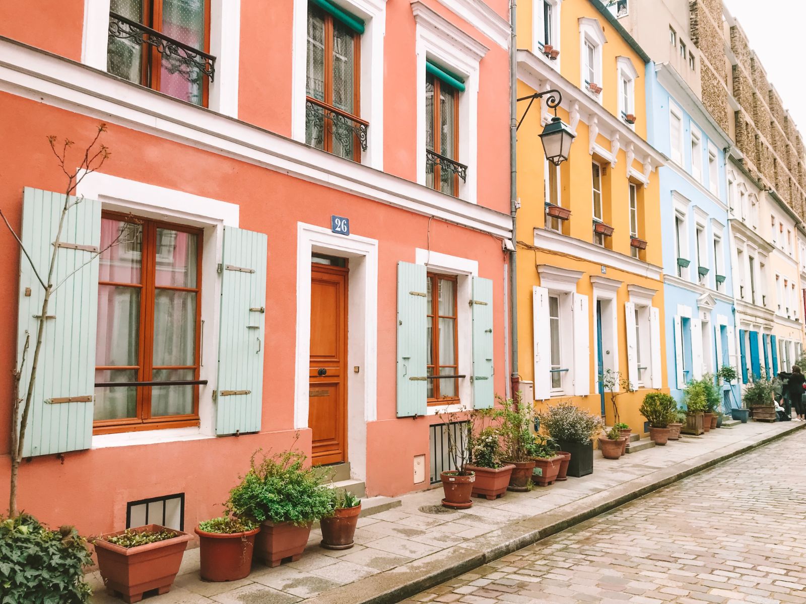 Colourful houses on Rue de Cremieux in Paris