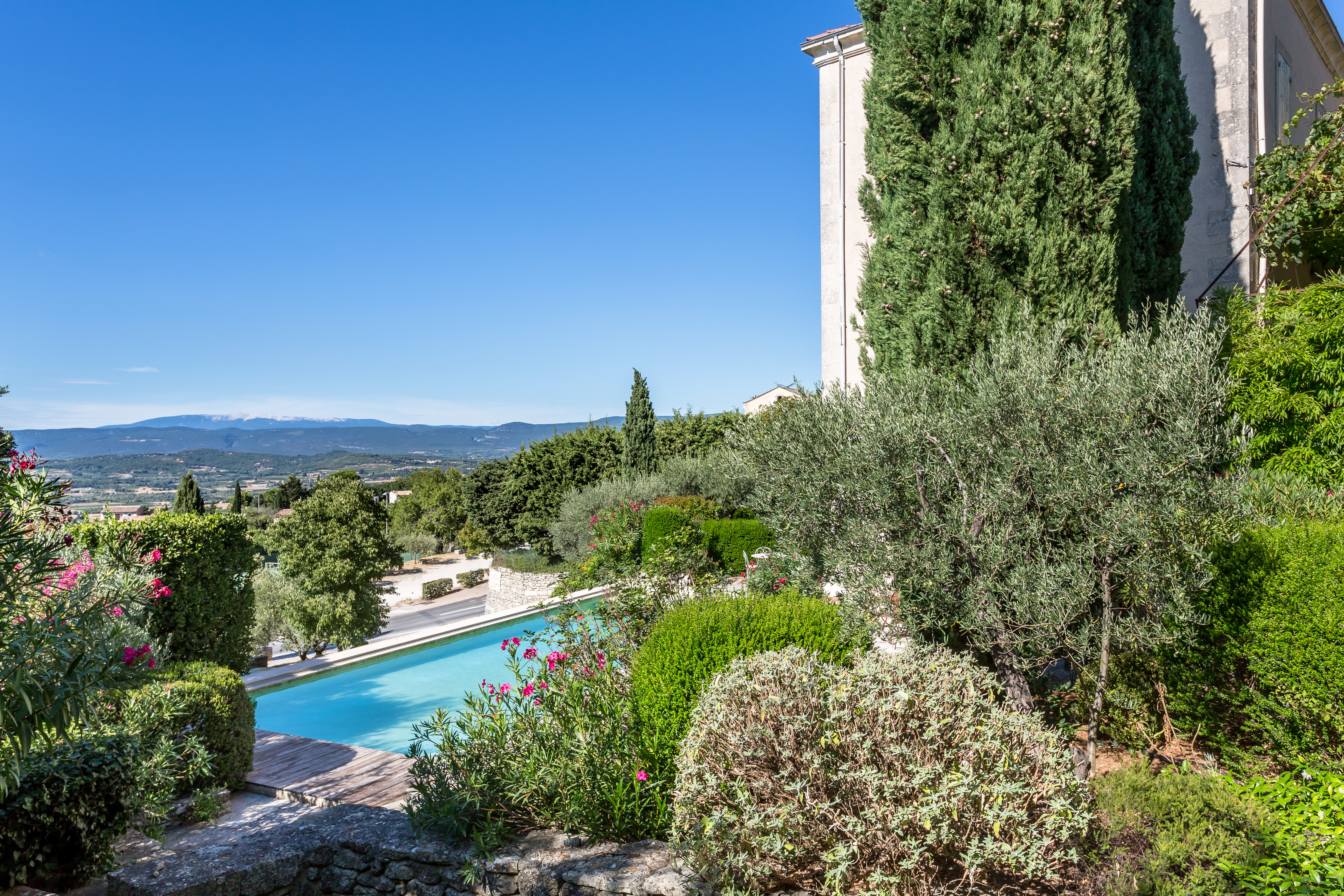 View from villa and pool at Bastide de Aristide, luxury villa in Provence