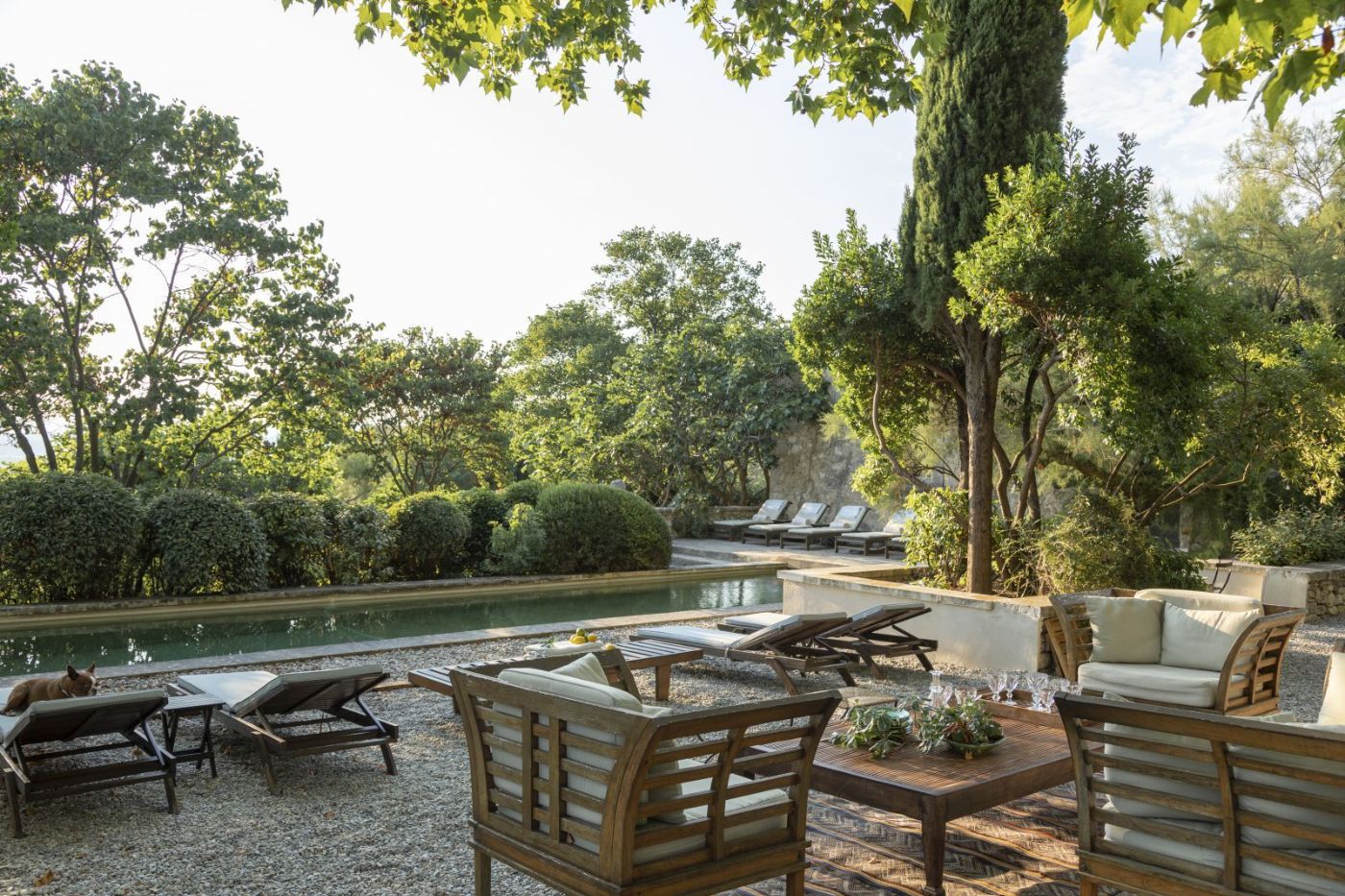 The pool area at Bastide Luberon in Provence.