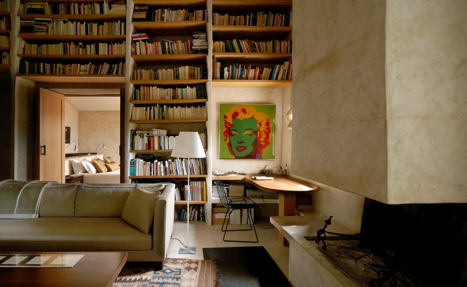 the library at Bastide Luberon near Bonnieux in Provence