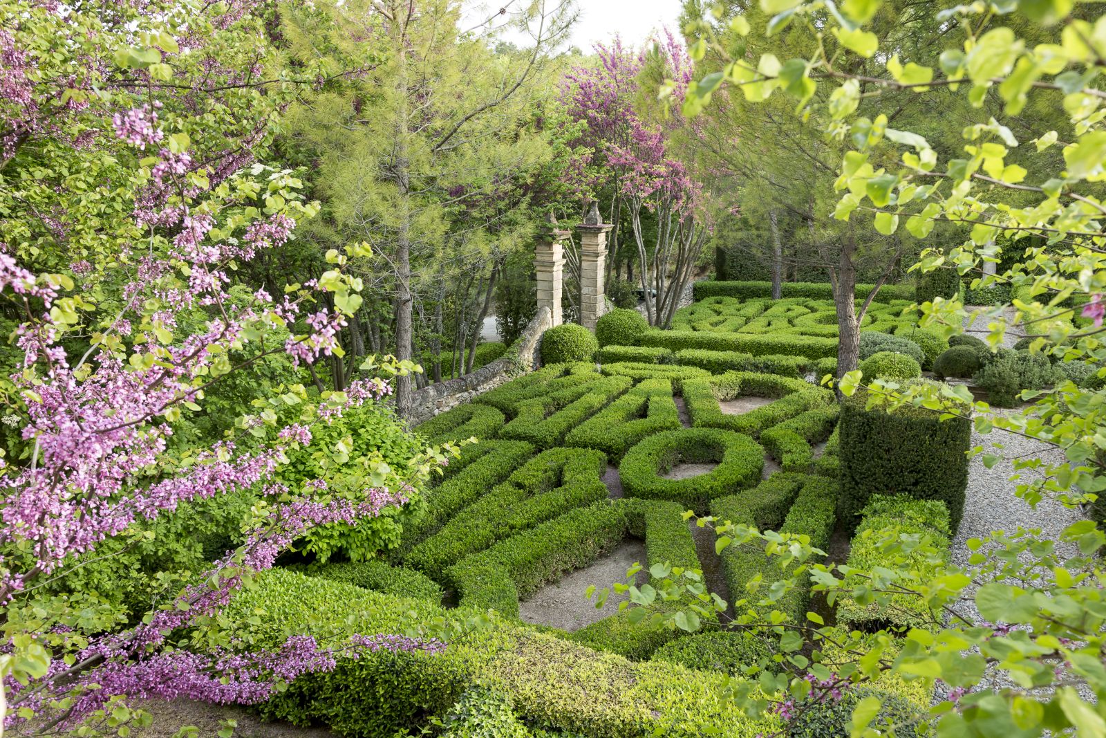 A maze in the garden at the Bastide Luberon in Provence