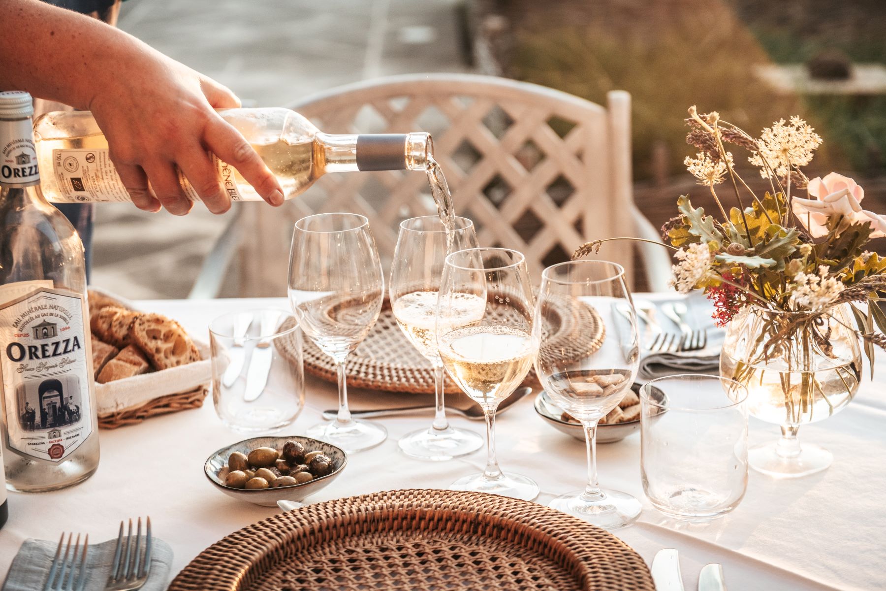 Wine being poured for guests of Domaine des Coteaux in Provence