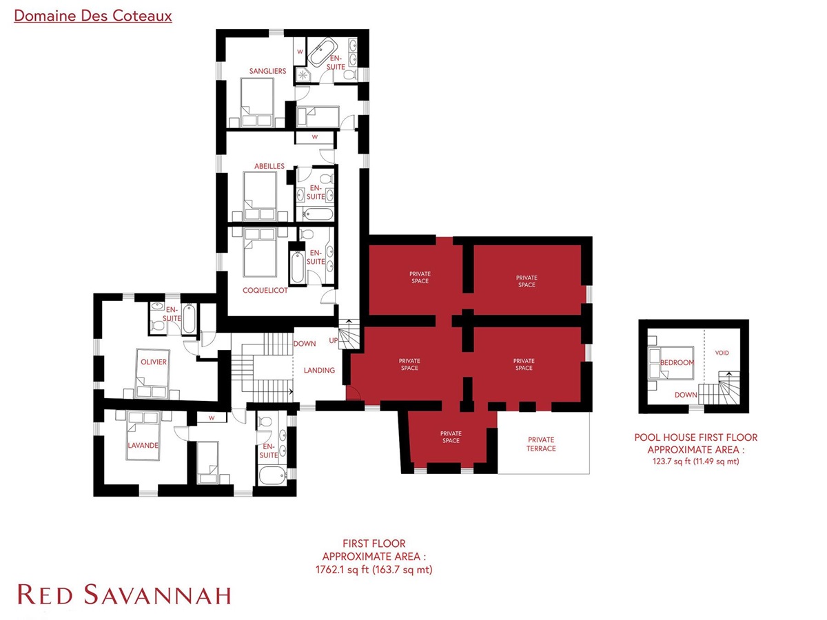 First floor plan of Domaine des Coteaux in Provence