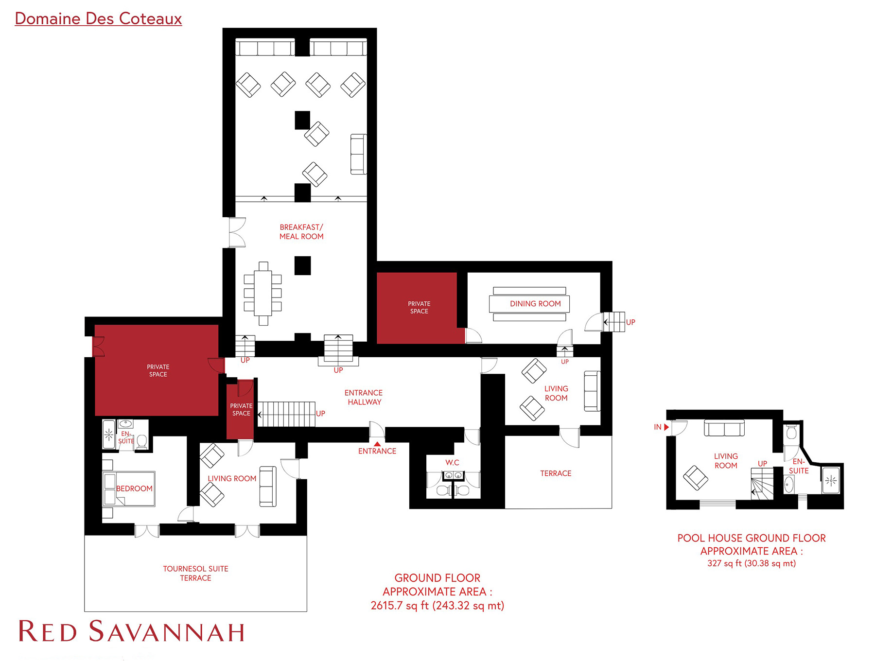 Ground floor plan of Domaine des Coteaux in Provence
