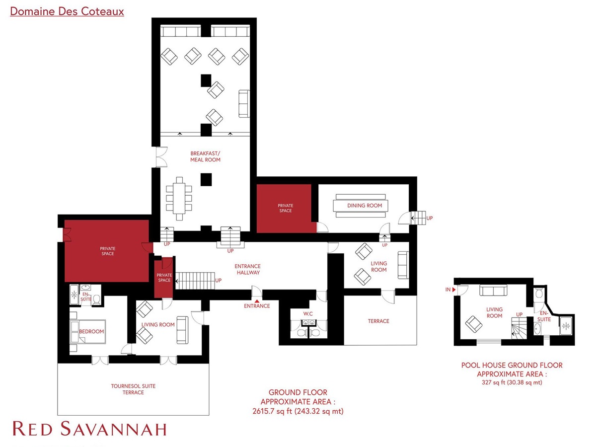Ground floor plan of Domaine des Coteaux in Provence
