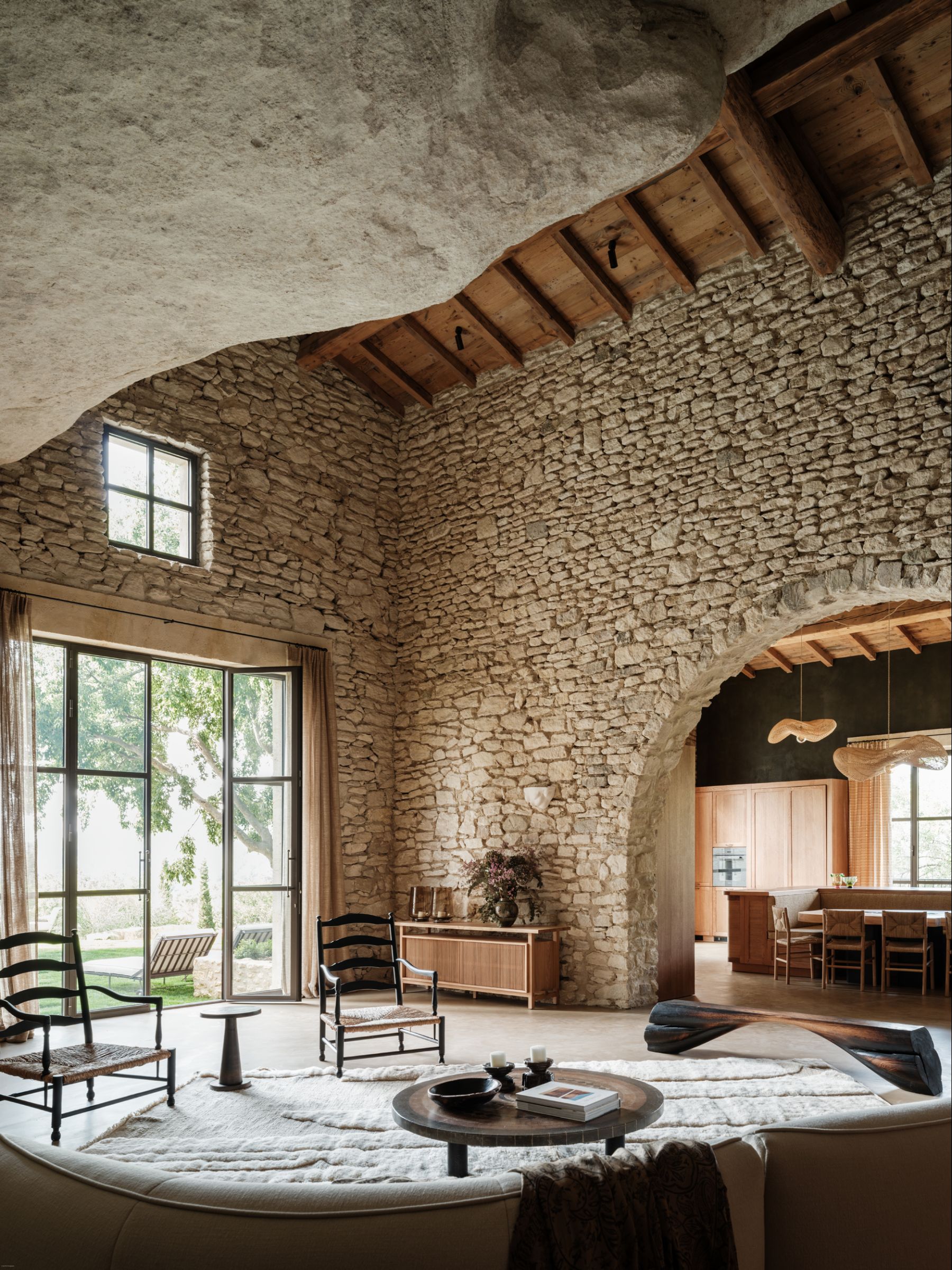 Living Room and Exterior Access at La Bergerie de Calabrun in Provence