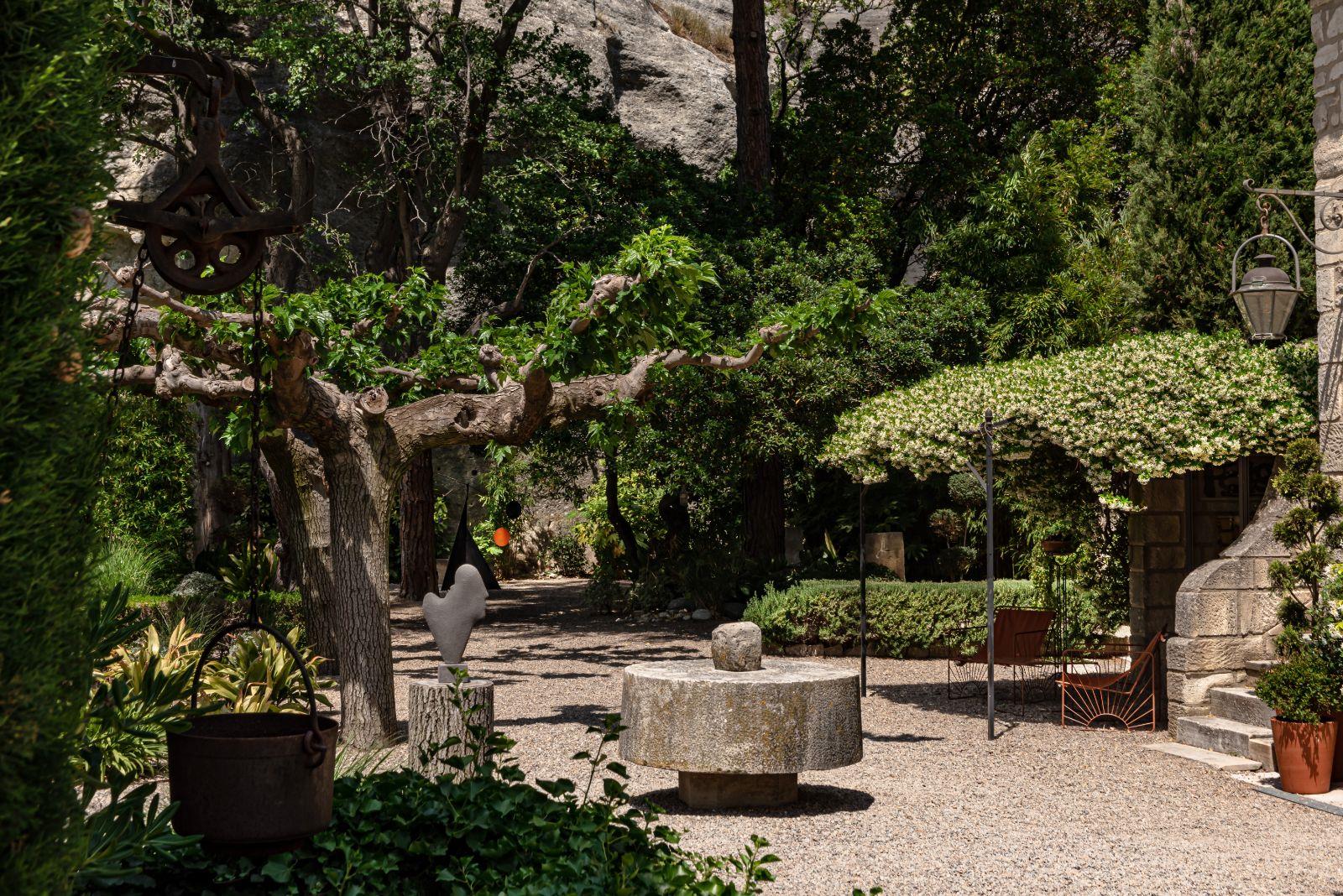 view of garden with stone table
