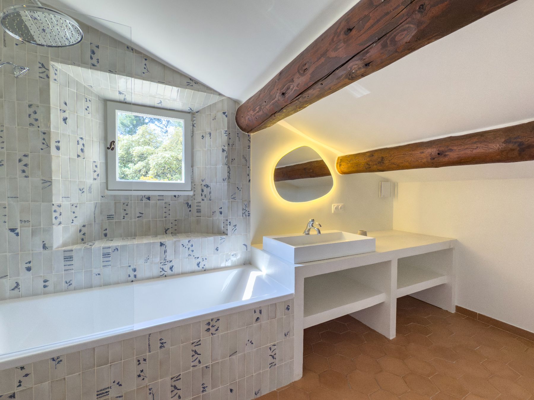 Bathroom with bath at Maison Les Baux, a private villa in Provence, France