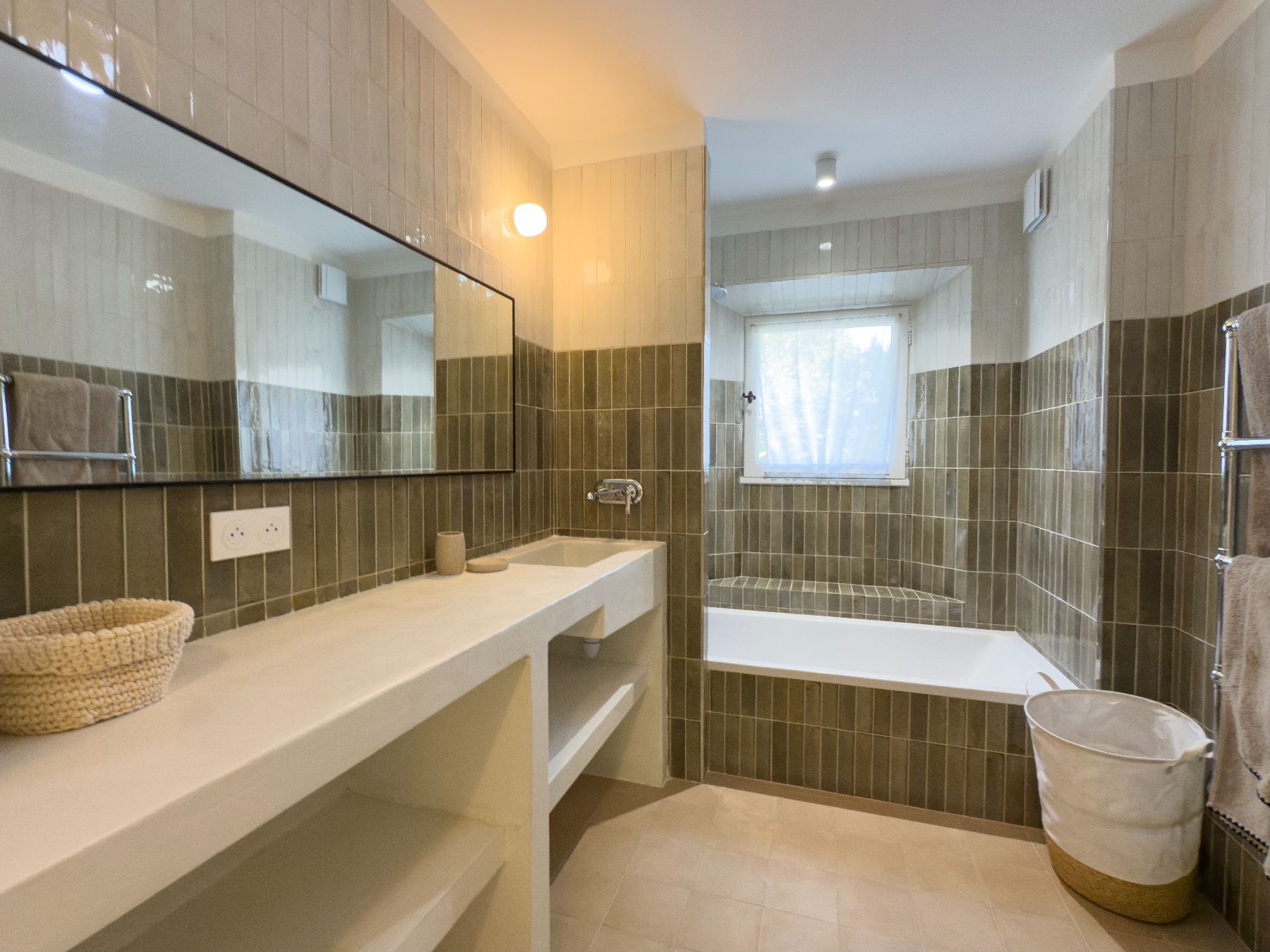 Bathroom with bath and single wash basin at private villa, Maison Les Baux in Provence, France