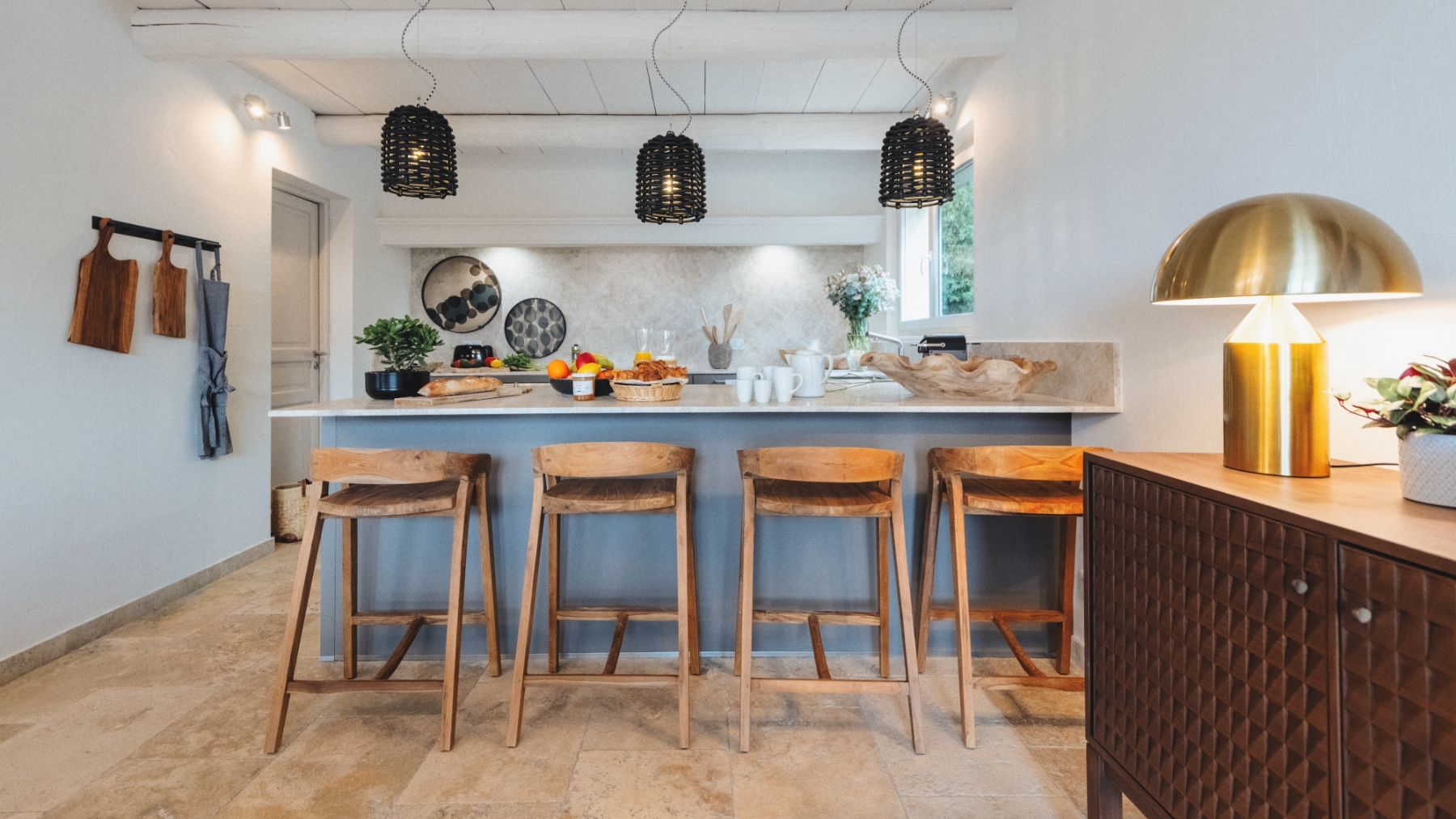 Breakfast Bar and Kitchen at Mas Amara in Provence