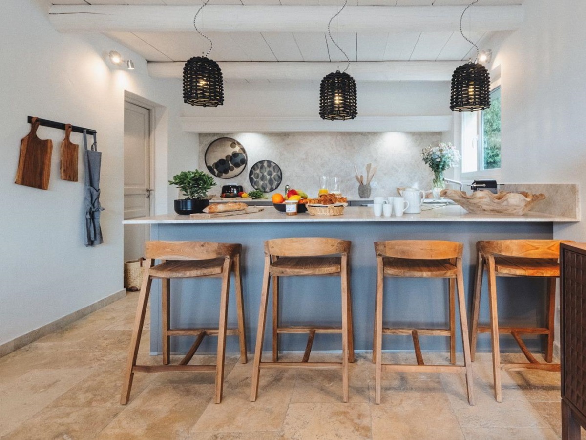 Breakfast Bar and Kitchen at Mas Amara in Provence