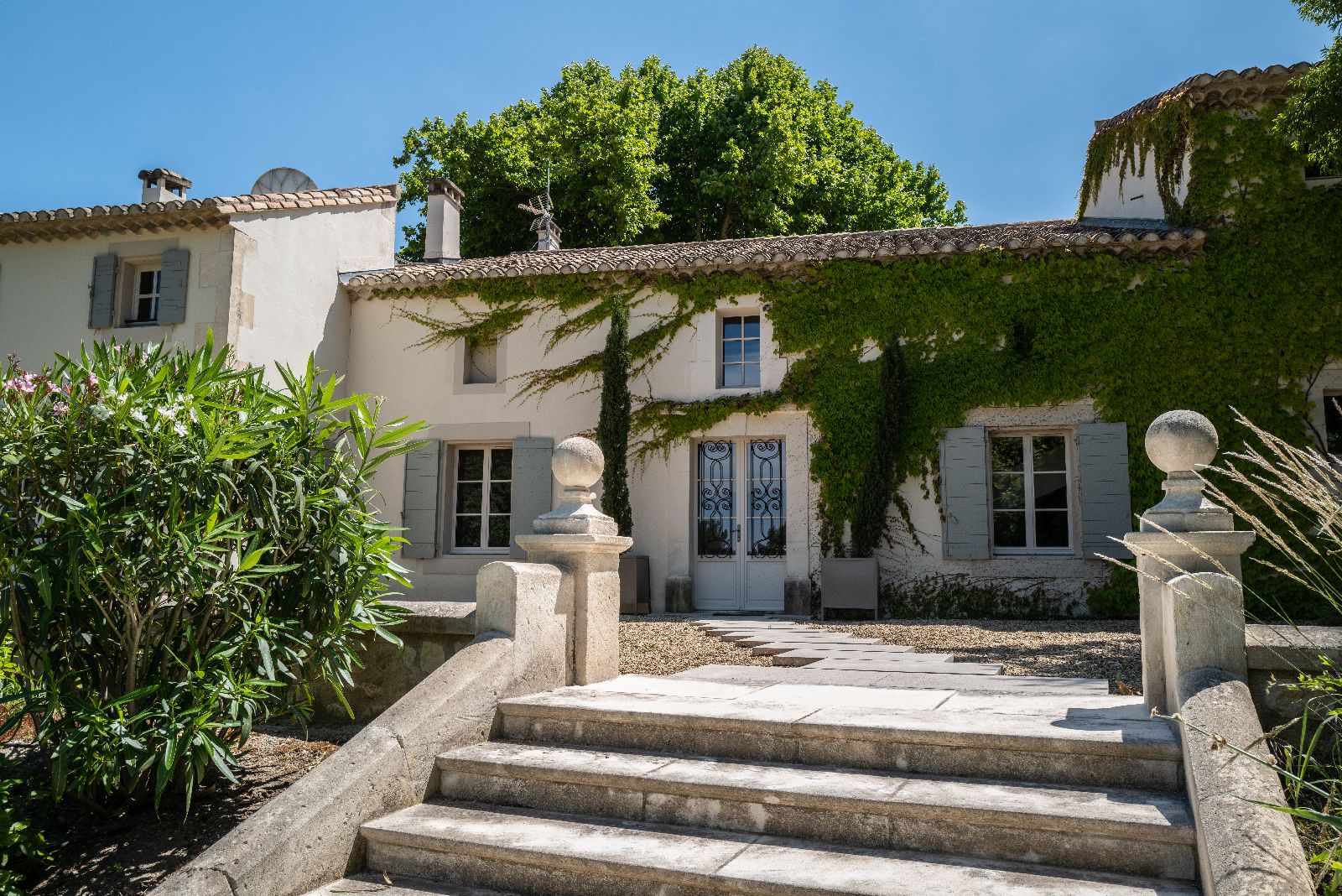 Steps leading to front of villa at Mas Calanquet in Provence