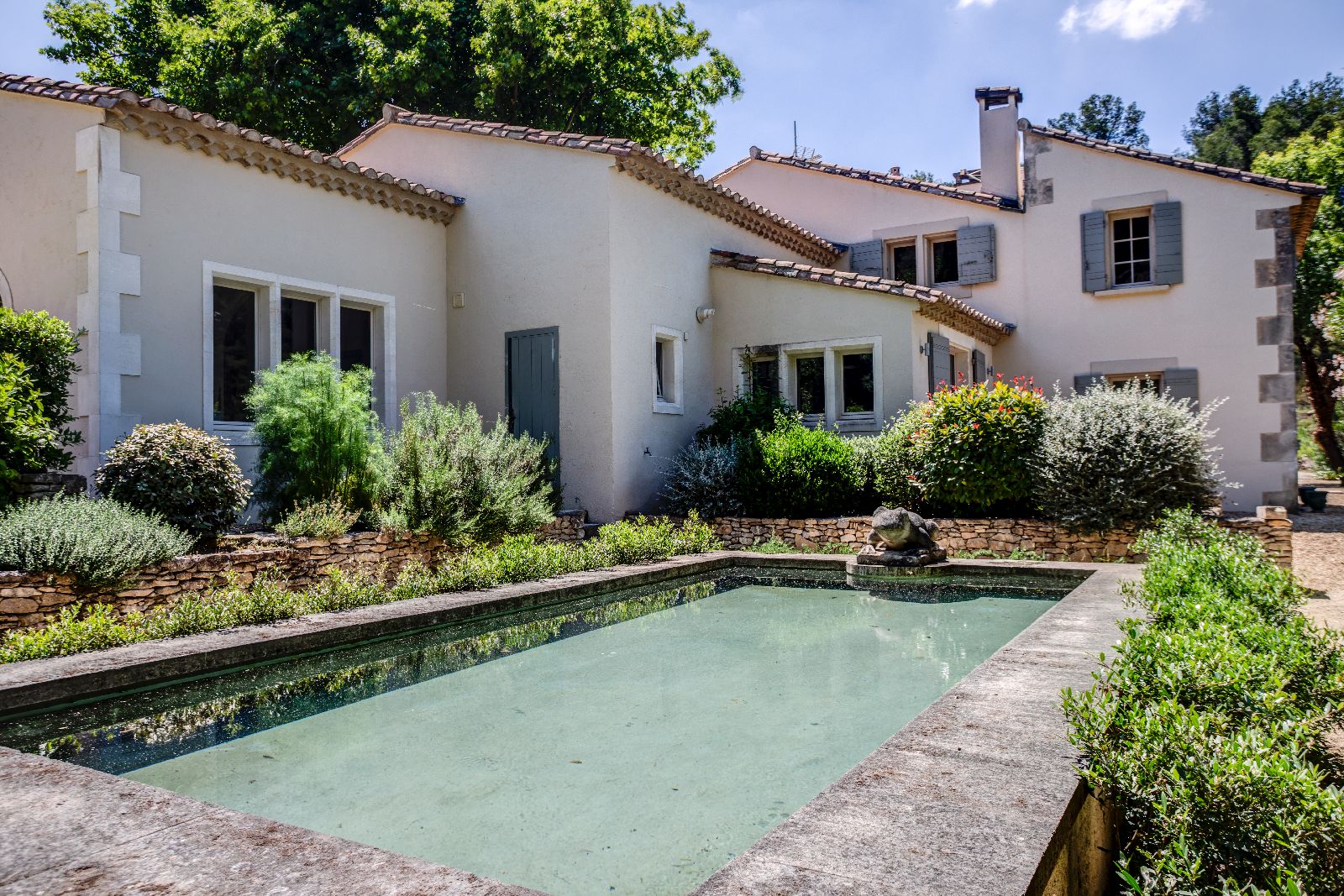 Exterior of villa with small pool at Mas Calanquet in Provence
