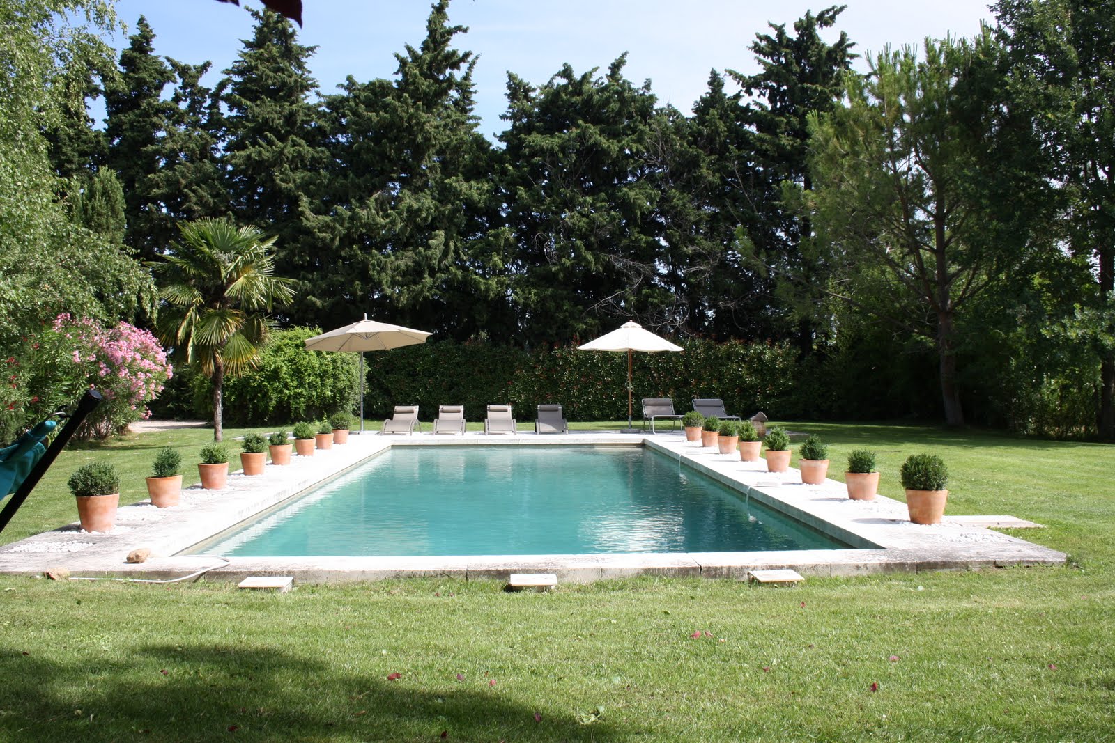 Swimming pool in garden at Mas Jaisses, Provence