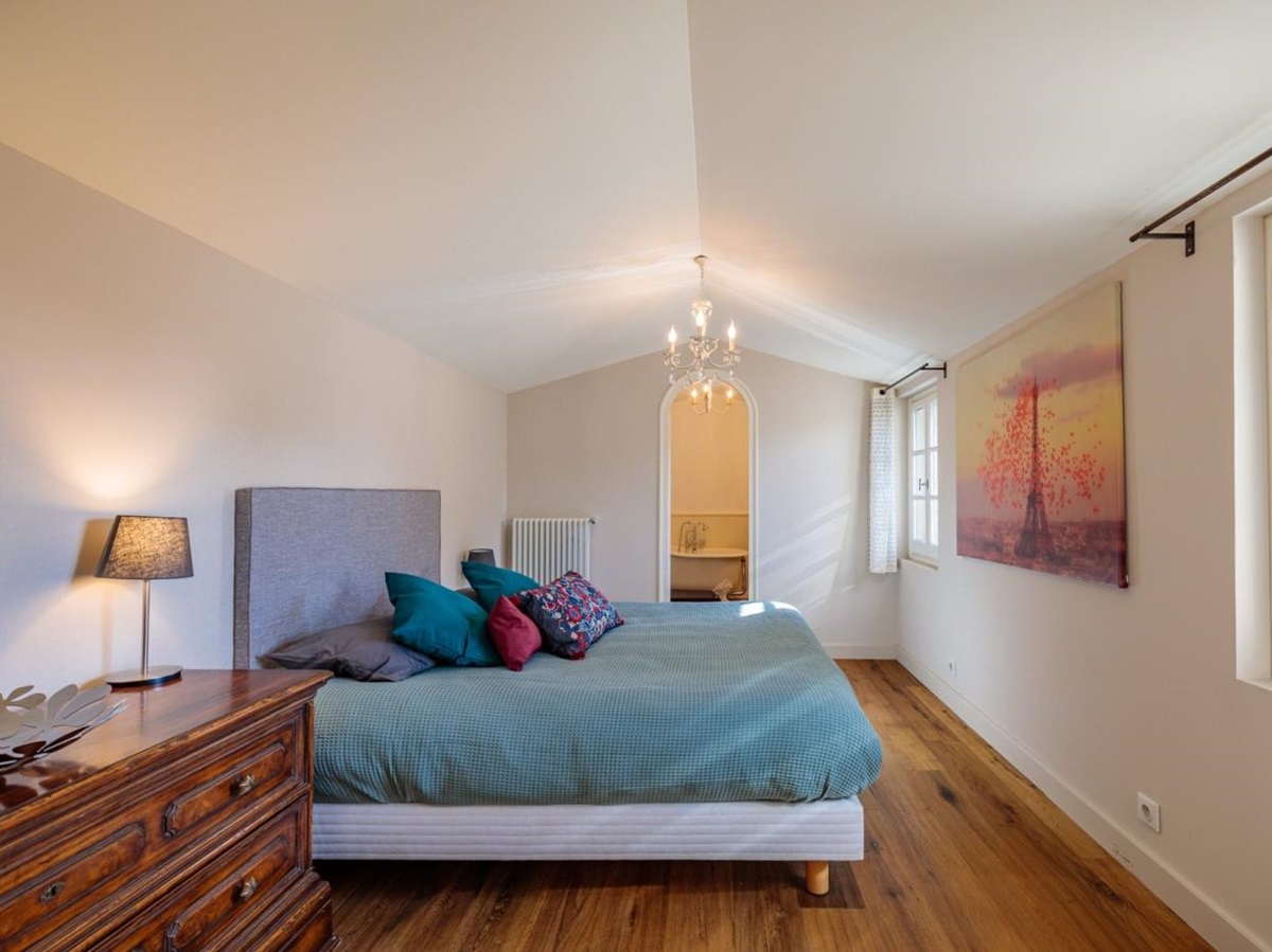 Double bedroom with large windows at Mas Laurent in Provence